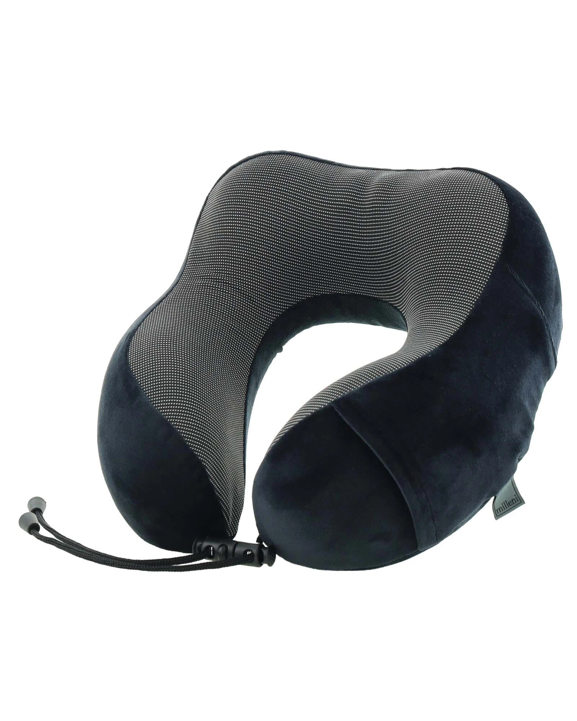 1 Milleni Memory Foam Comfort Ergonomic Air Travel Neck Pillow Neck Support Flight - Black, 1 of 5