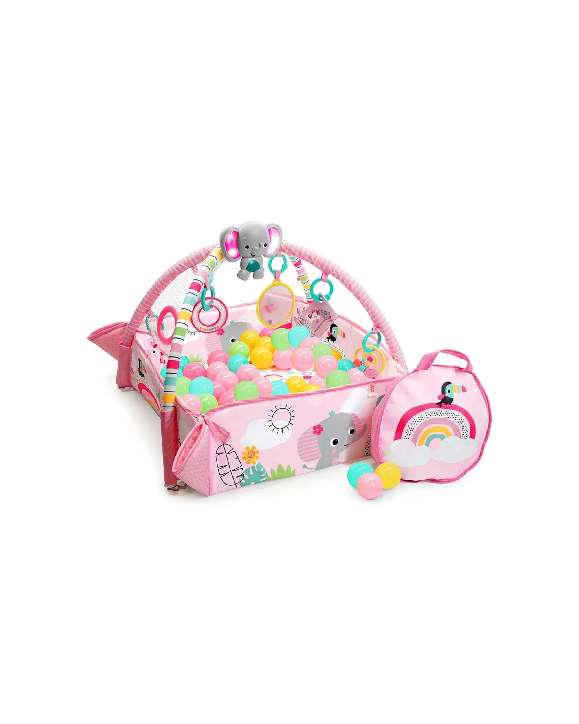 1 Bright Starts 5in1 Baby Your Way Play Mat Activity Gym Ball Pit Rainbow Tropics
 - Multi, 1 of 9