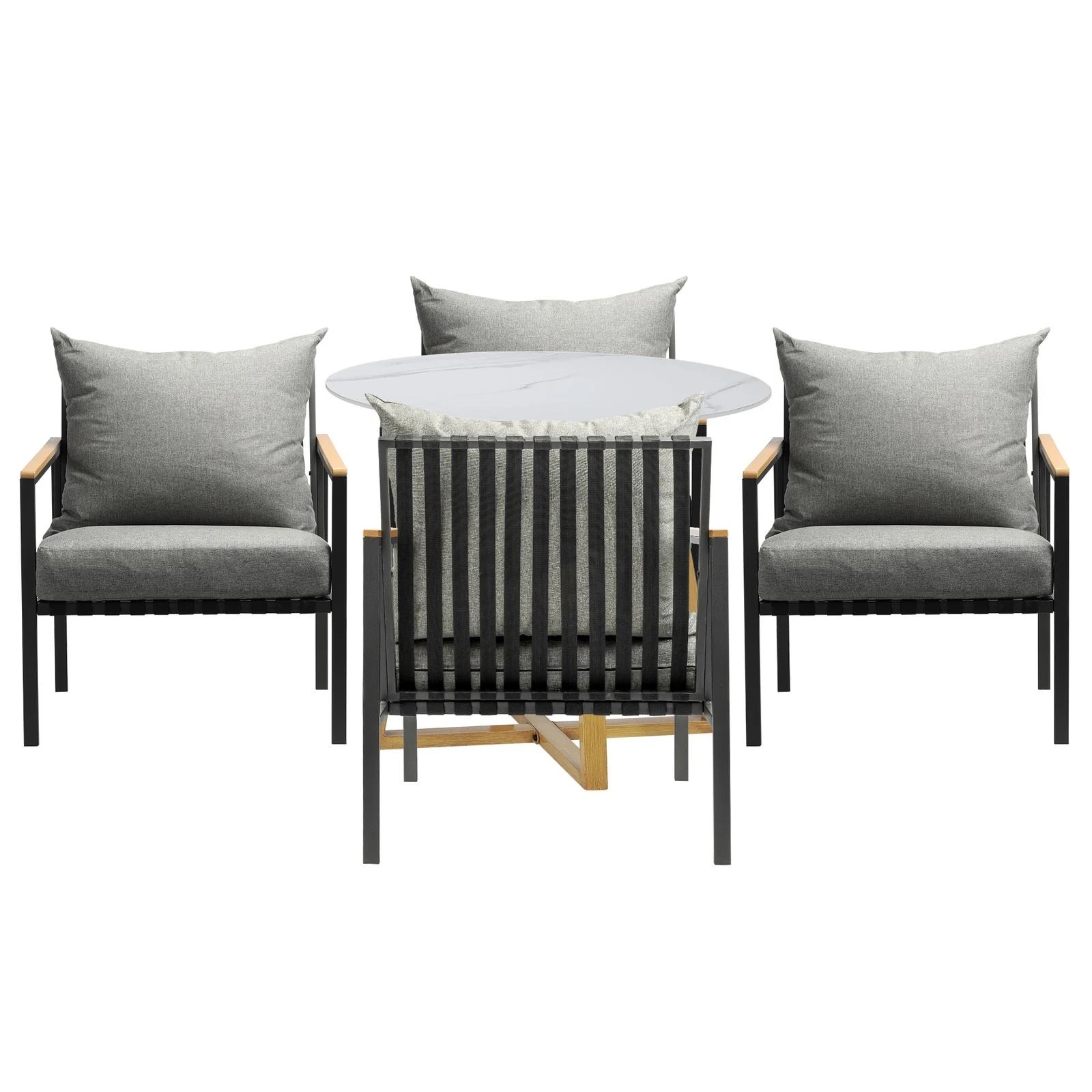 3 Livsip 5 Piece Outdoor Dining Setting Sintered Stone Table Patio Furniture Set
 - Multi, 3 of 10
