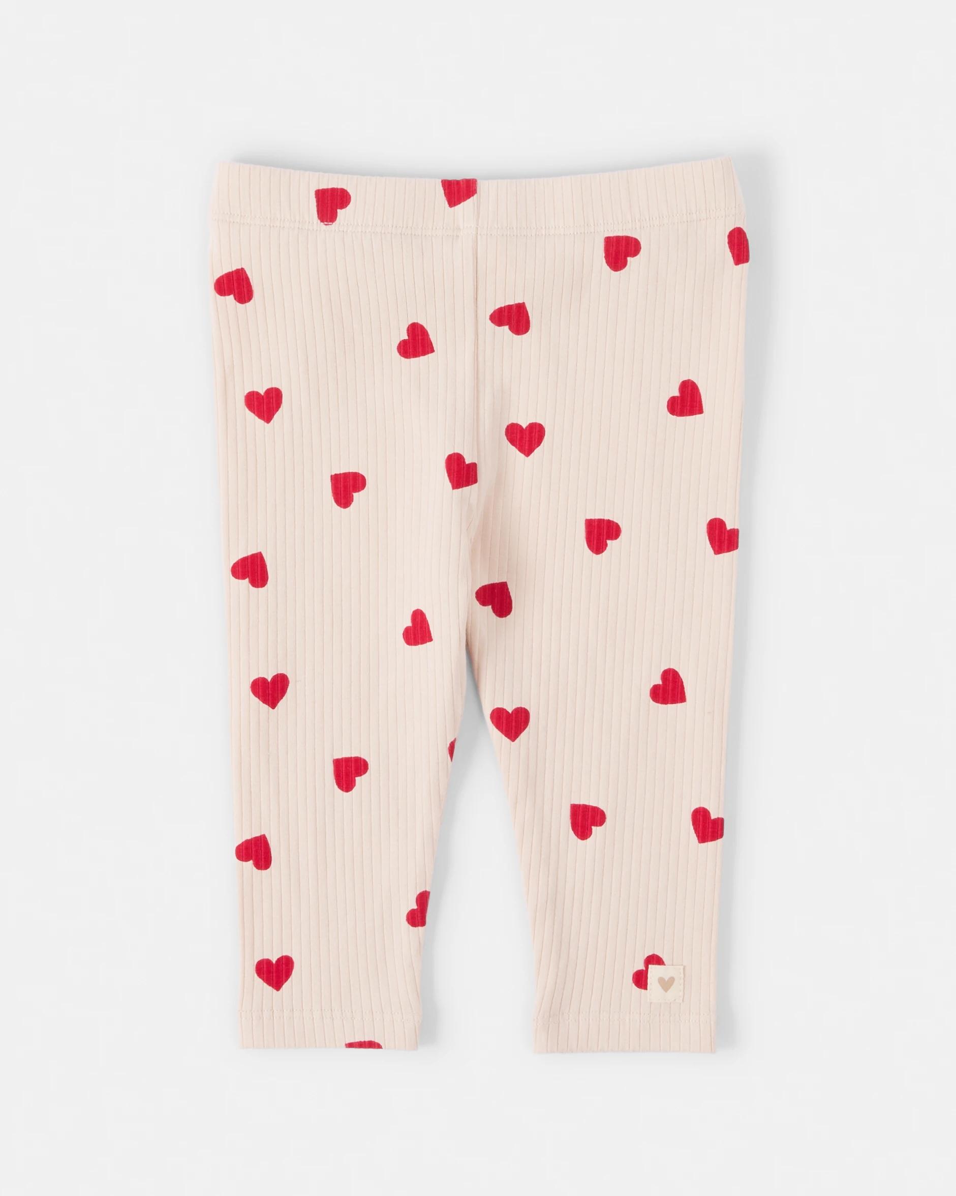 4 Australian Cotton Lantern Sleeve Rib Leggings Set Red Hearts, 4 of 6