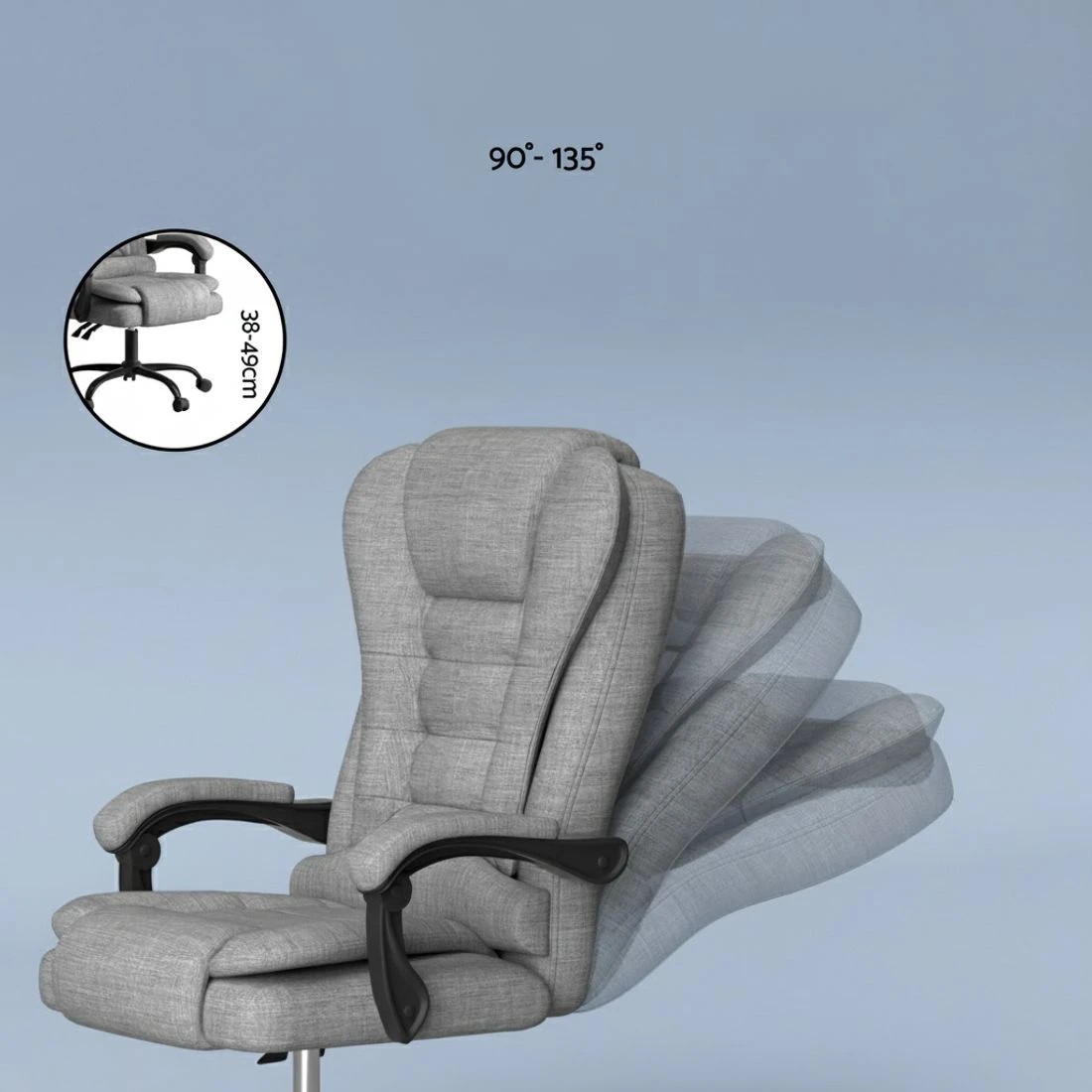 4 Artiss Executive Office Chair 4-Point Massage Adjustable Ergonomic Recline - Grey, 4 of 5