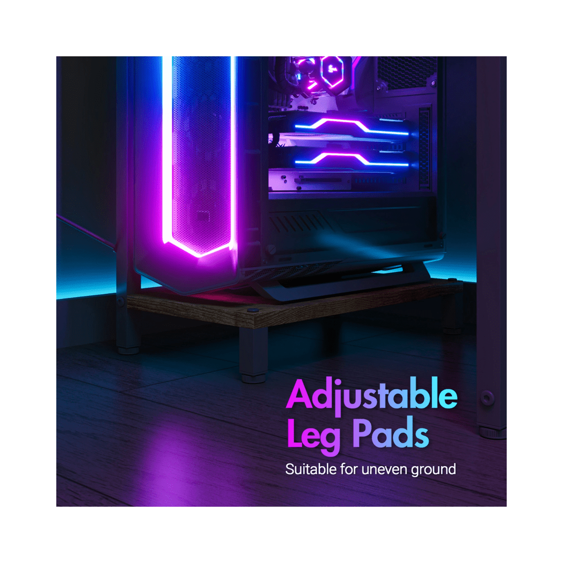 6 Advwin 140cm Walnut L Shaped Computer Desk With Led Lights & Power Outlets, 6 of 10