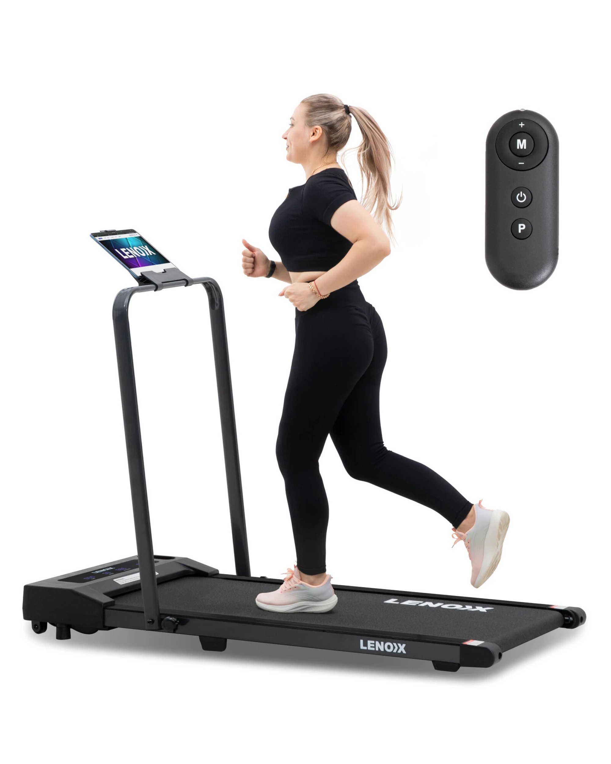 2 Lenoxx 2HP 52cm Walking Pad Treadmill w/ Remote, Foldable Handrail, and Tablet Holder, 2 of 10