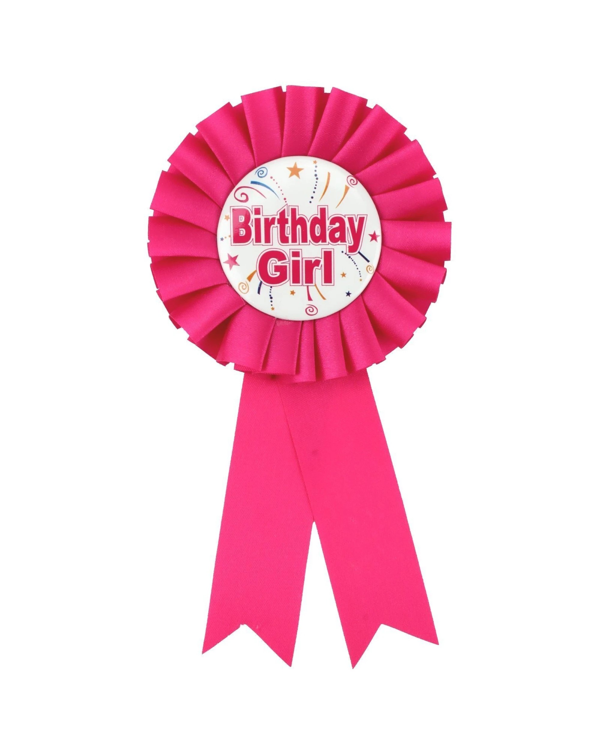 2 Br Costumes Birthday Girl Ribbon Badge Award Fun Rosette Fancy Dress Party - Hot Pink, 2 of 2