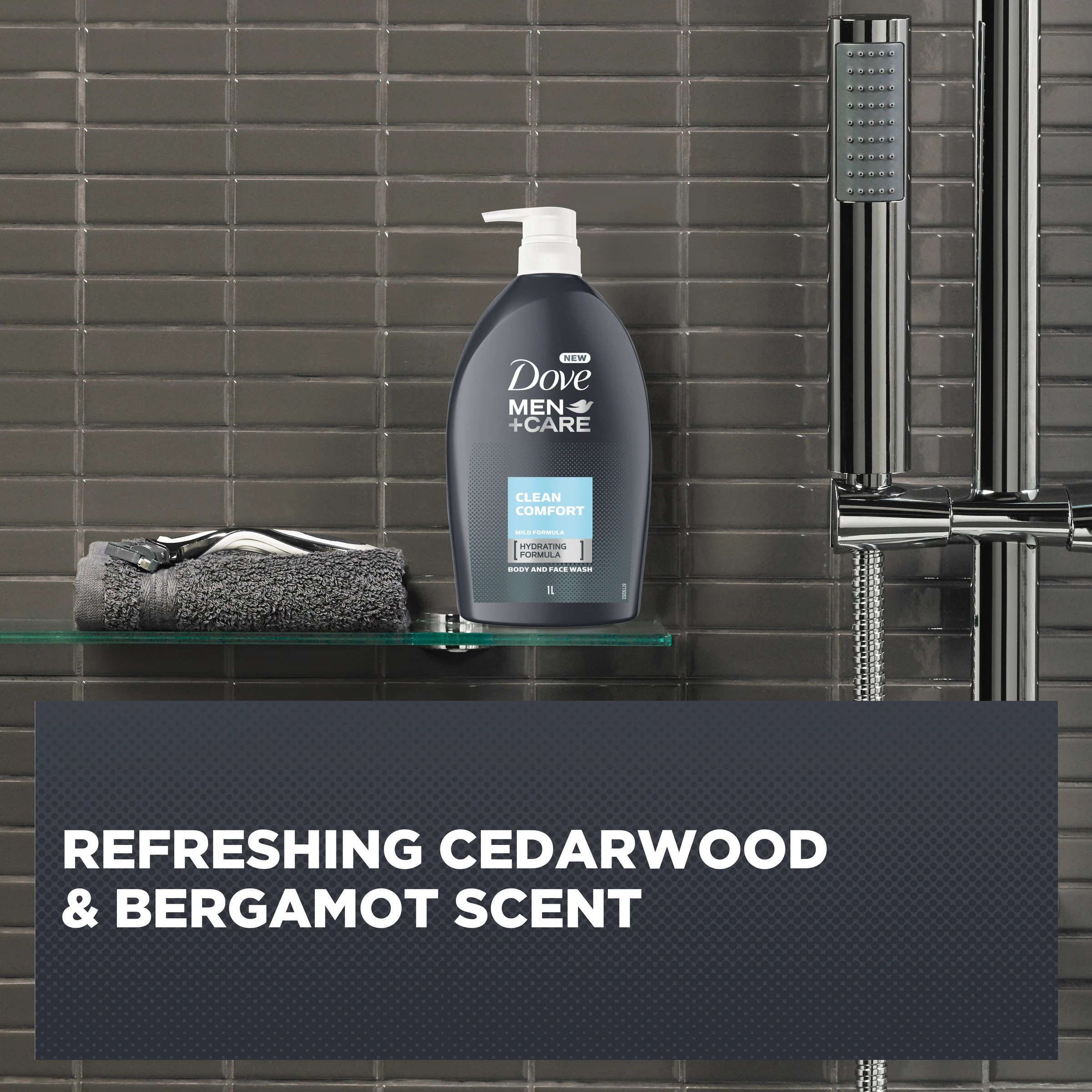 4 Dove Men+Care Clean Comfort Body and Face Wash 1L - Cedarwood and Bergamot Scented, 4 of 6