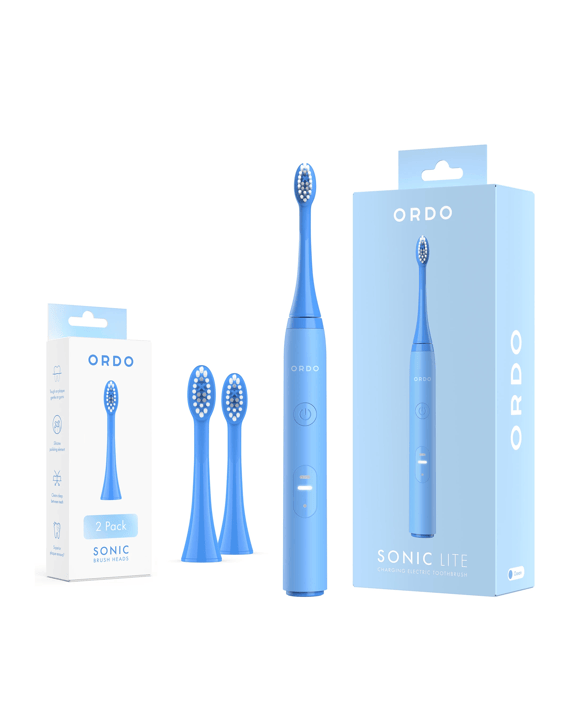 Ordo Sonic Lite Charging Electric Toothbrush and 2 Pack Sonic Brush Heads - Ocean