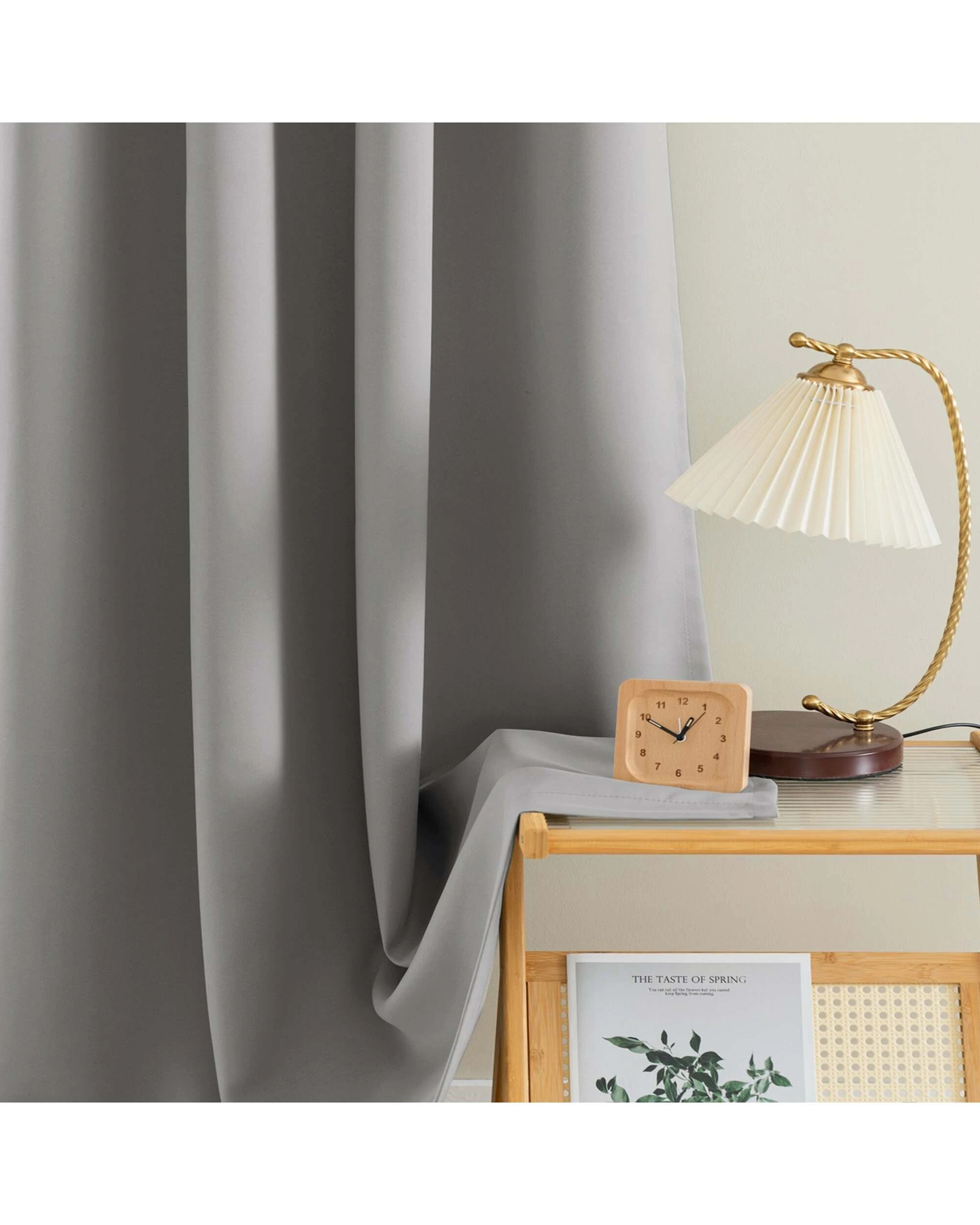 2 Smarcute Blockout Grommet Solid Curtain - 2X 132x274cm - Grey, 2 of 4