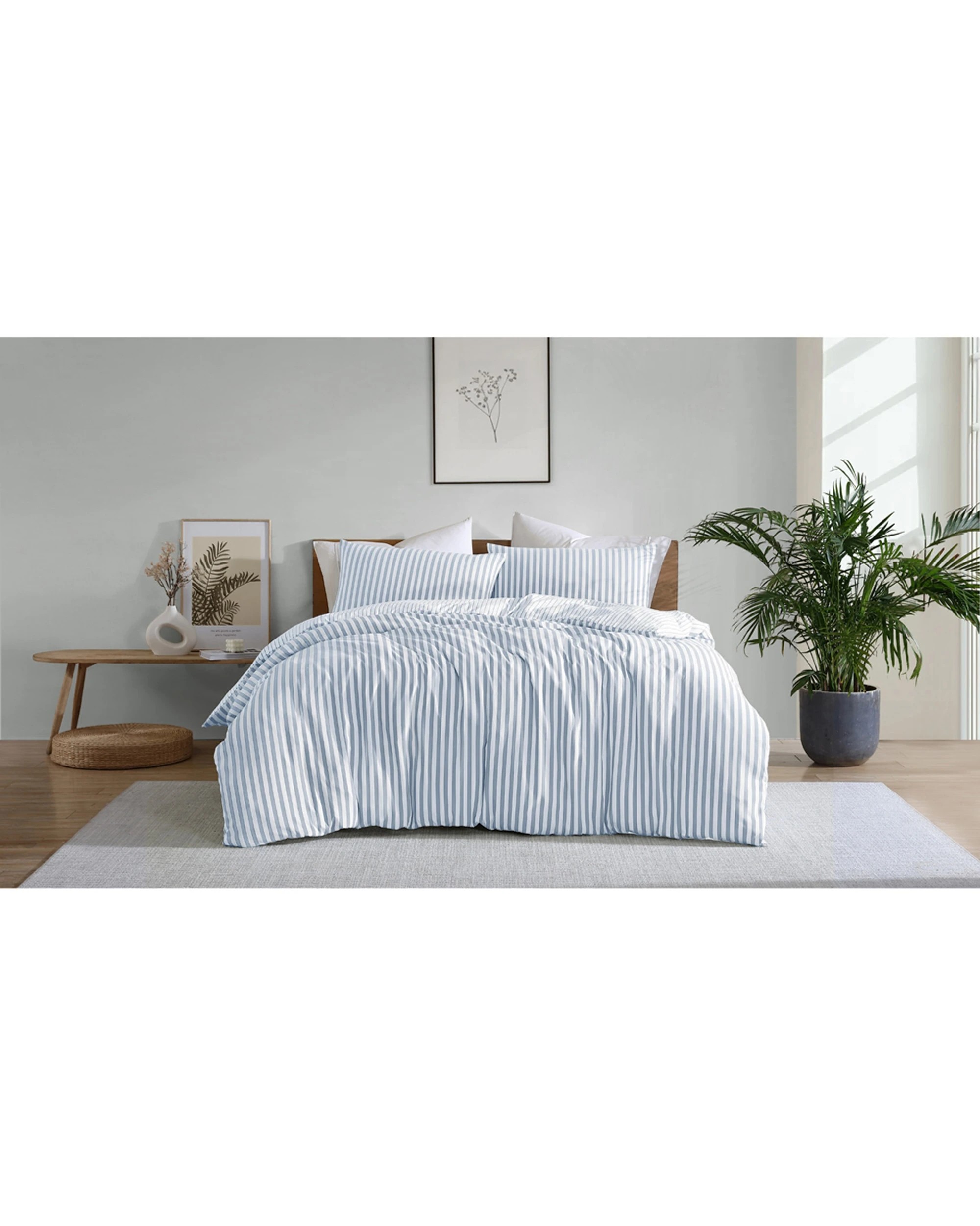 1 Ardor Boudoir Double Frankie Stripe Quilt Cover Set - Blue, 1 of 4