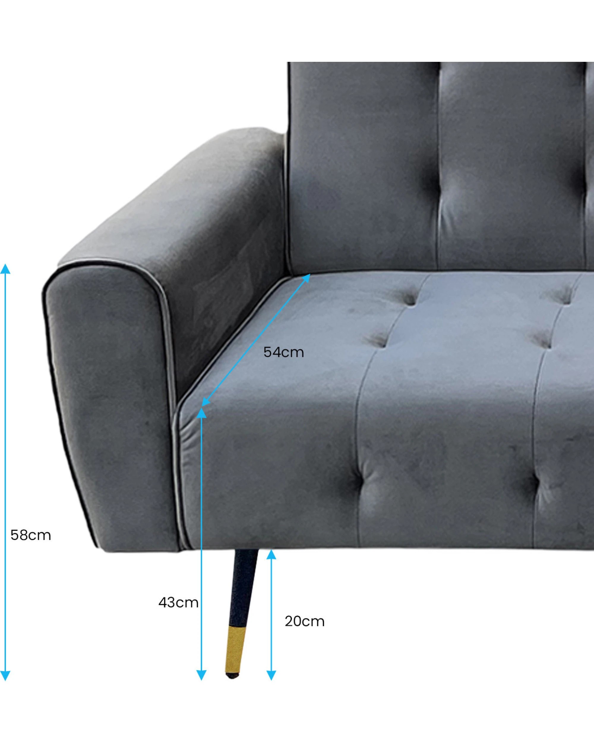 6 Ava Tufted Velvet Sofa Bed By Sarantino - Dark Grey, 6 of 9