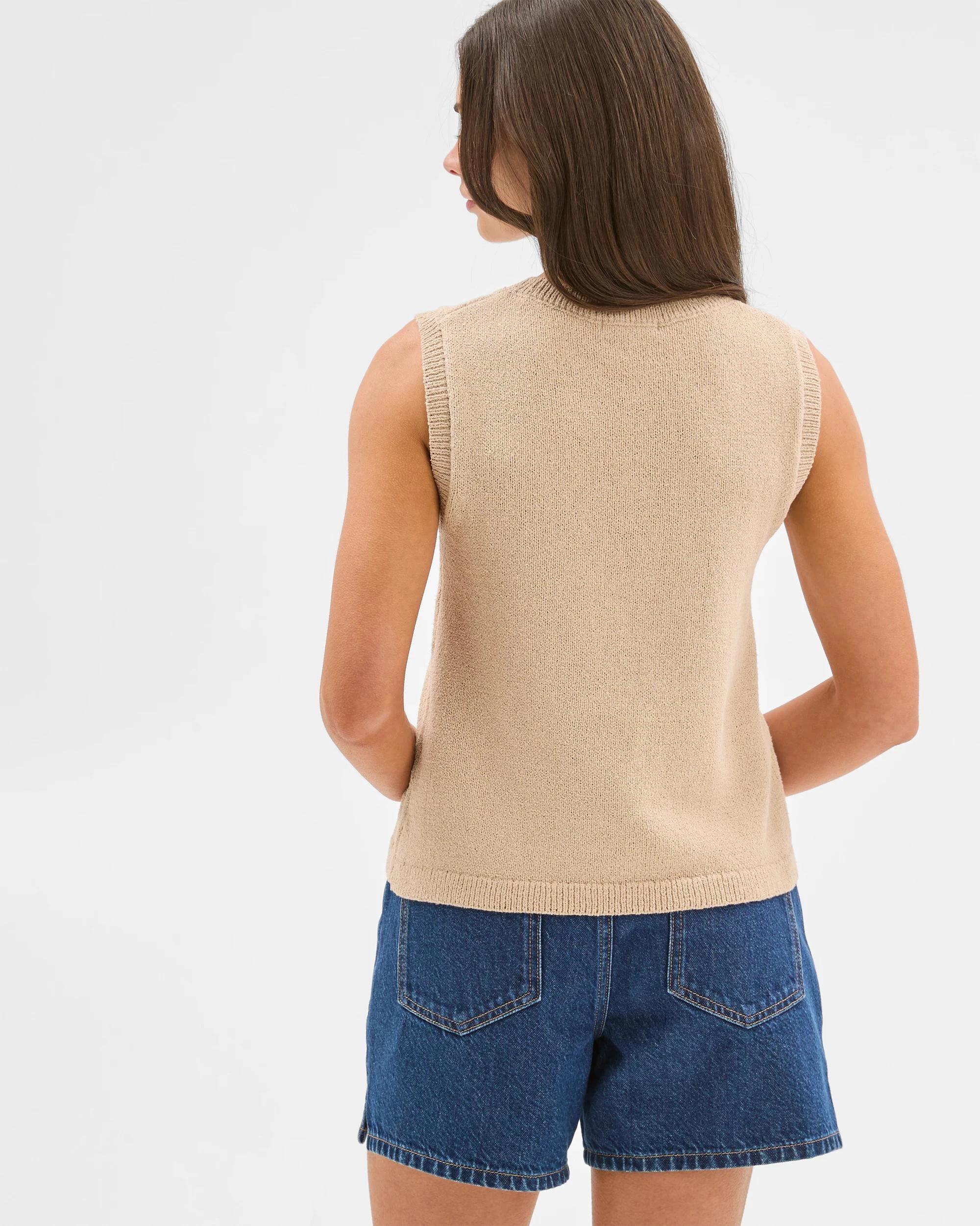 4 Target Petites Australian Cotton Blend Mini Boucle Knit Tank Top ASH BROWN, 4 of 6