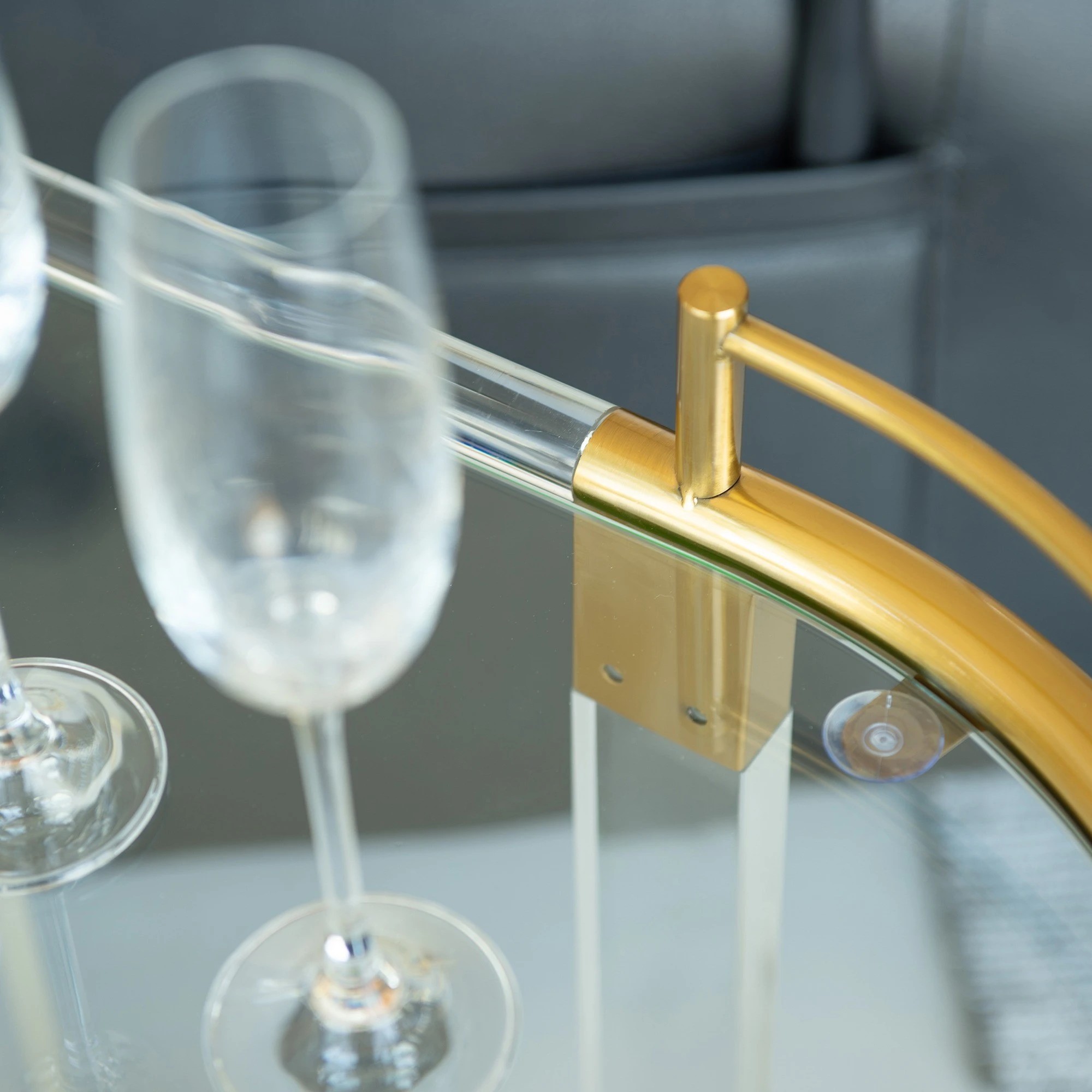 4 SoHo 2 Tier Oval Acrylic Bar Cart - Gold, 4 of 10