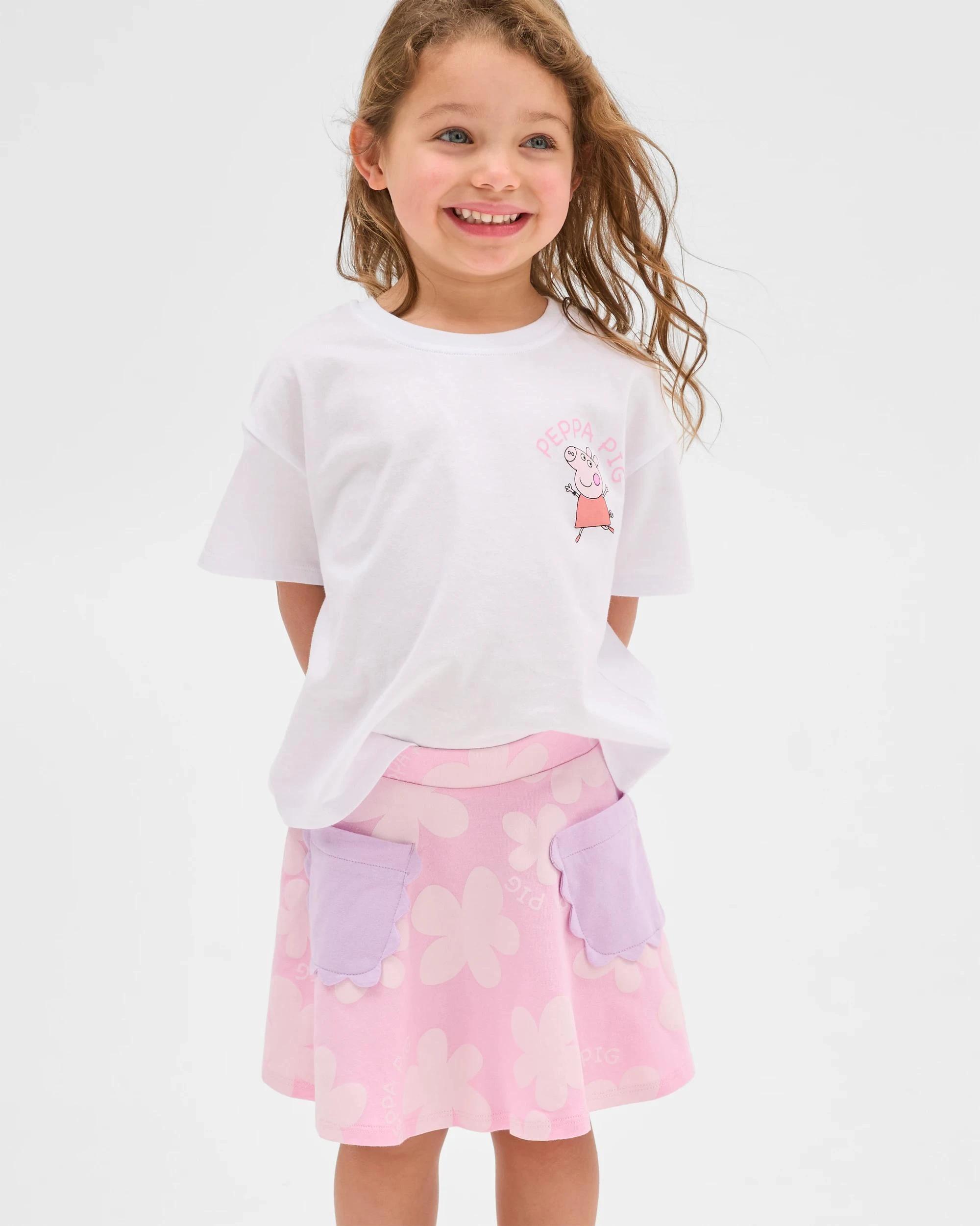 2 Peppa Pig Australian Cotton T-Shirt and Skirt Set PINK, 2 of 7
