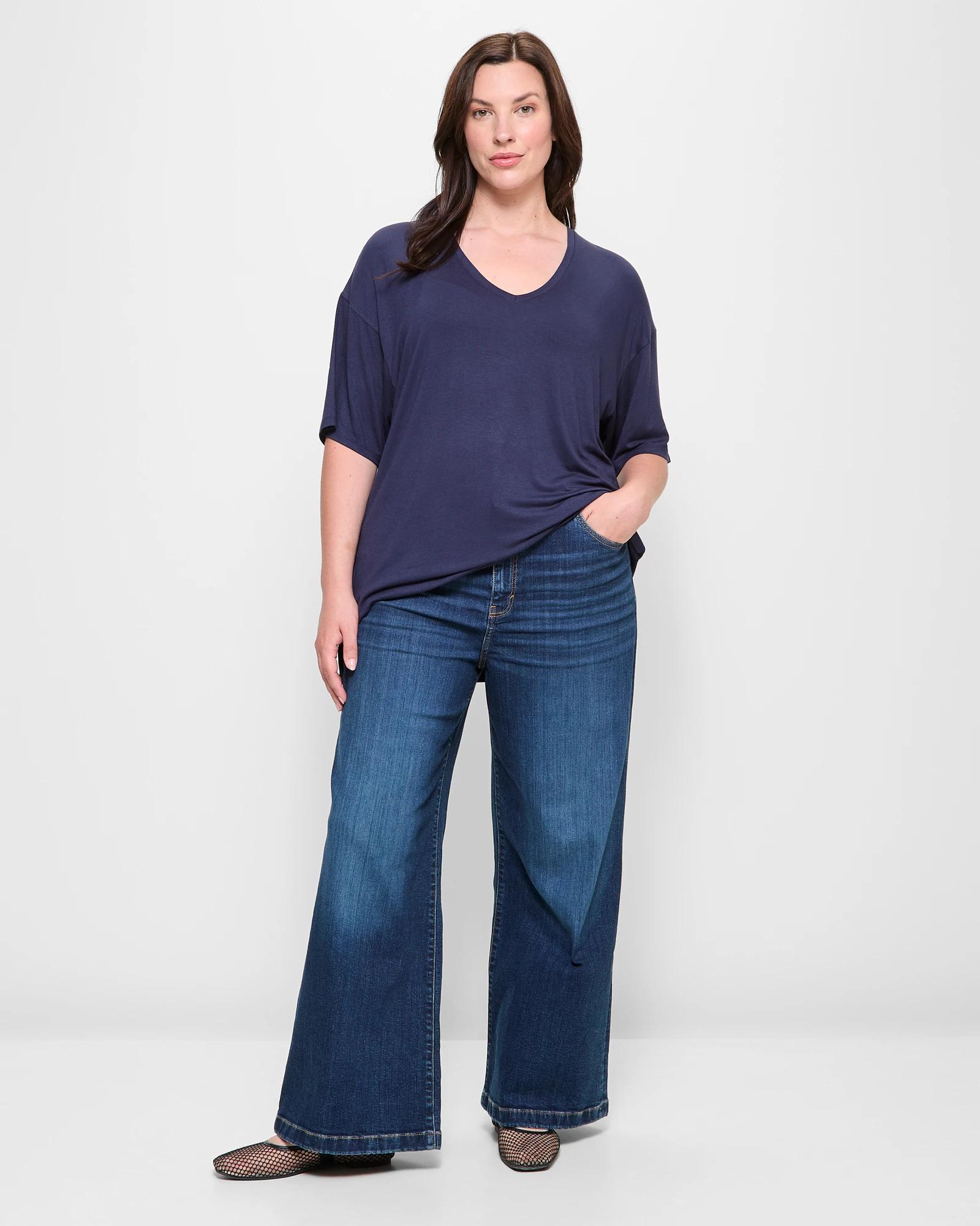 2 Target Plus Size V-neck T-shirt NAVY BLUE, 2 of 5