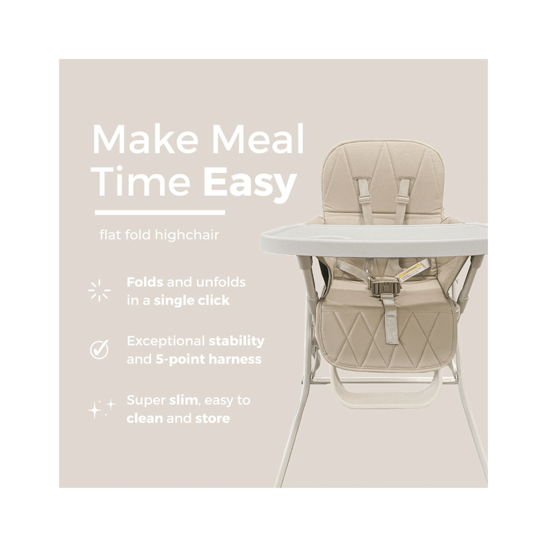 3 Baby Studio Fold Up Portable High Chair Set
 - Natural, 3 of 4