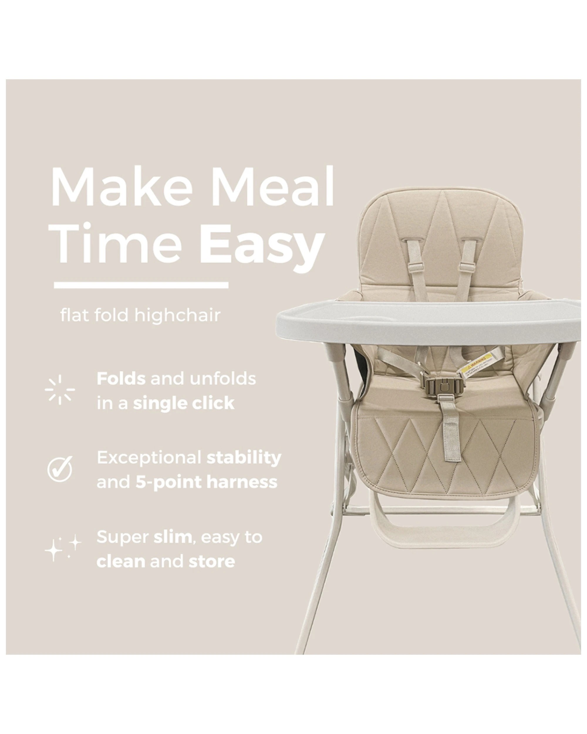 4 Baby Studio Fold Up Portable High Chair Set
 - Natural, 4 of 6