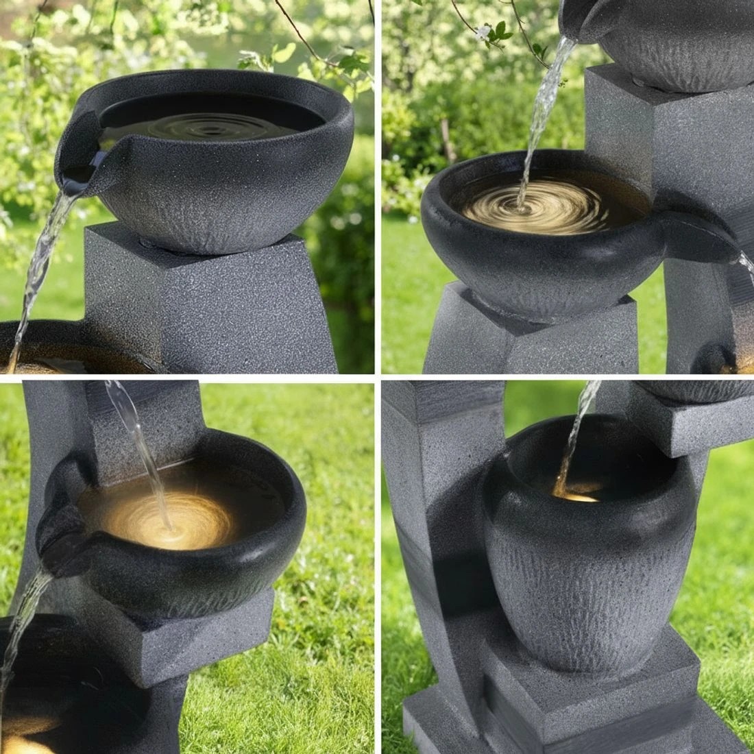 7 Gardeon Solar Fountain Water Feature Outdoor Fountain Indoor 4 Tier Bowl Cascading - Grey, 7 of 8