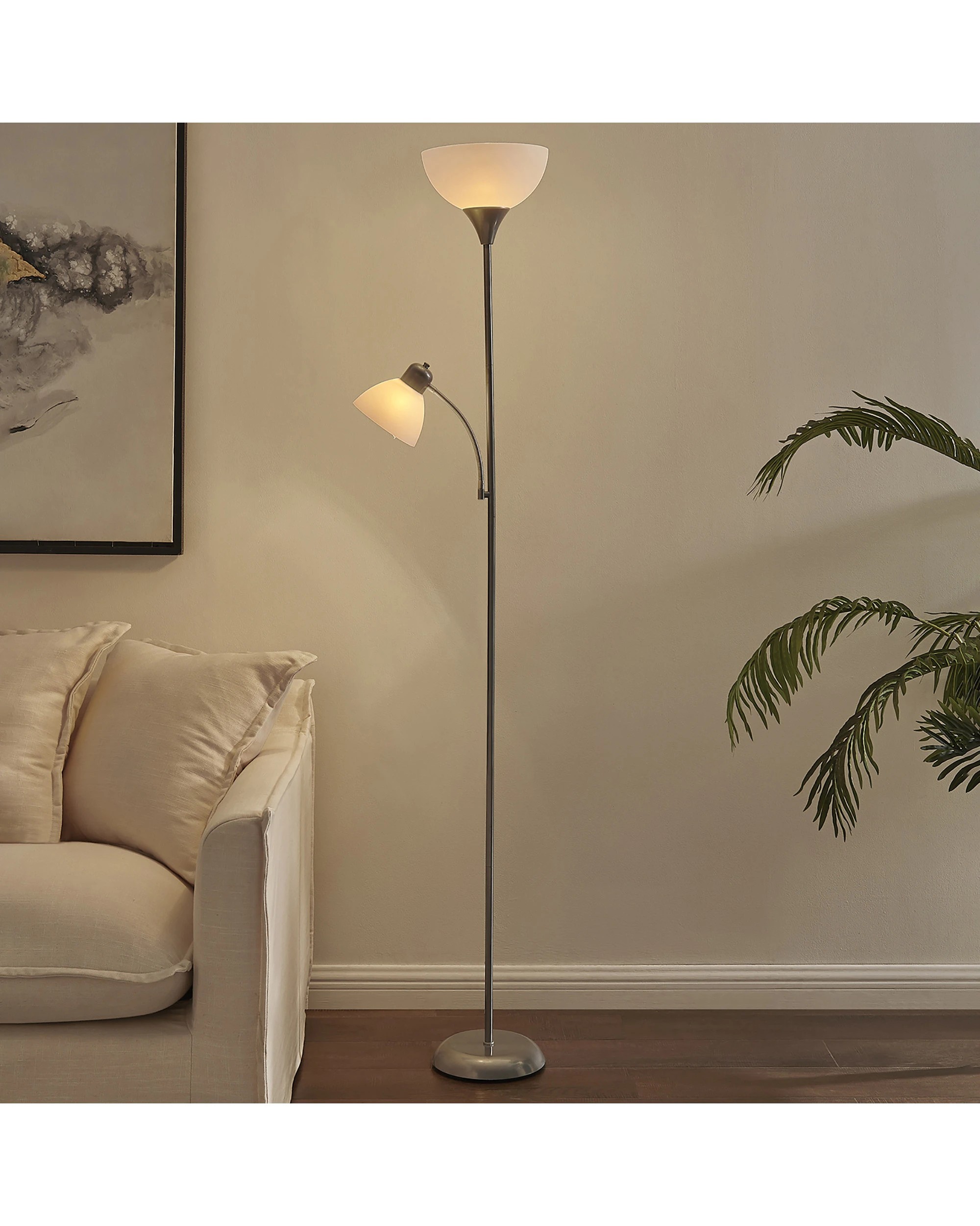 2 Sherwood Lighting Sprout Floor Uplighter Floor Reading Lamp - White, 2 of 4