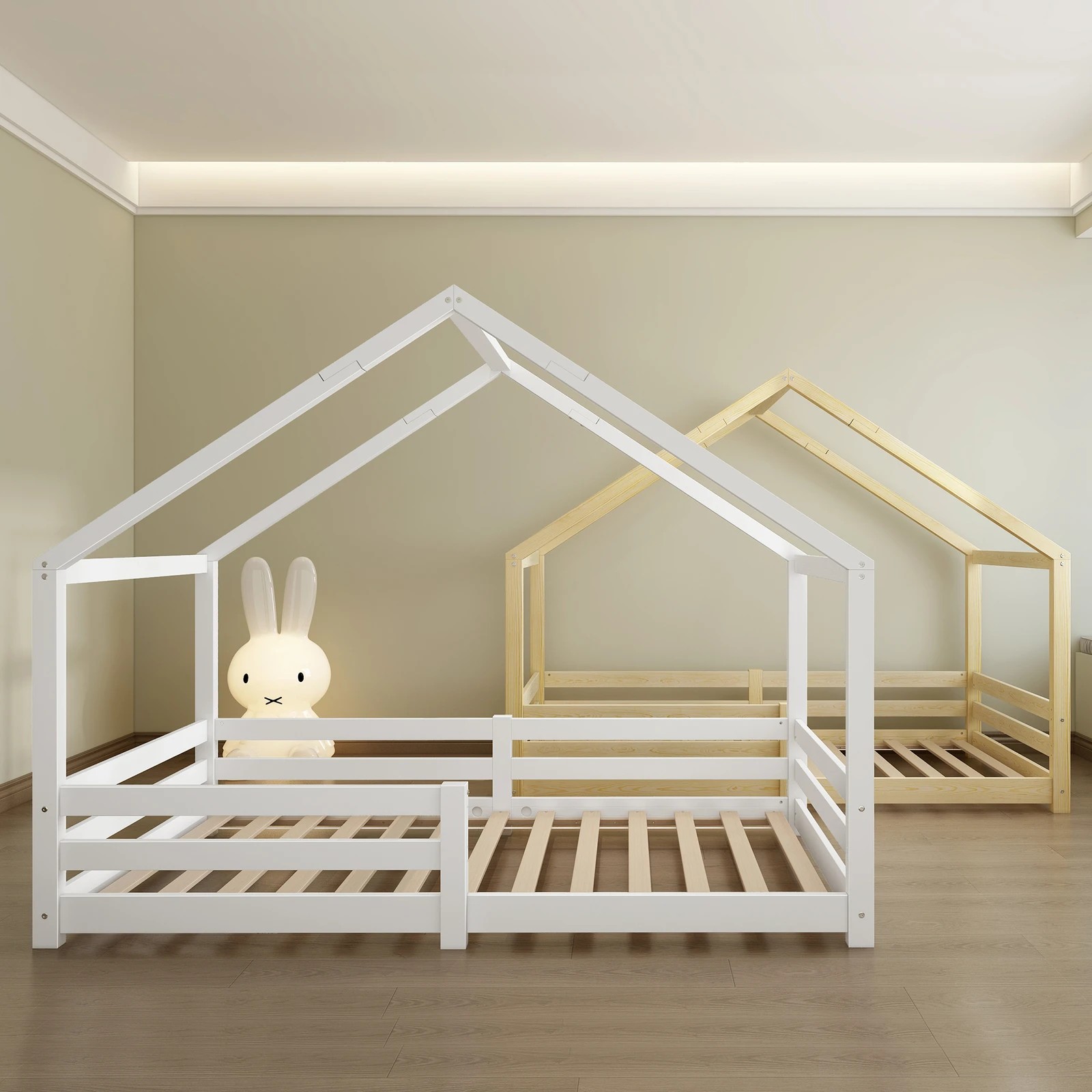 4 Alfordson Kids Bed Frame Wooden Timber Single House Frame Platform Base - Natural, 4 of 7