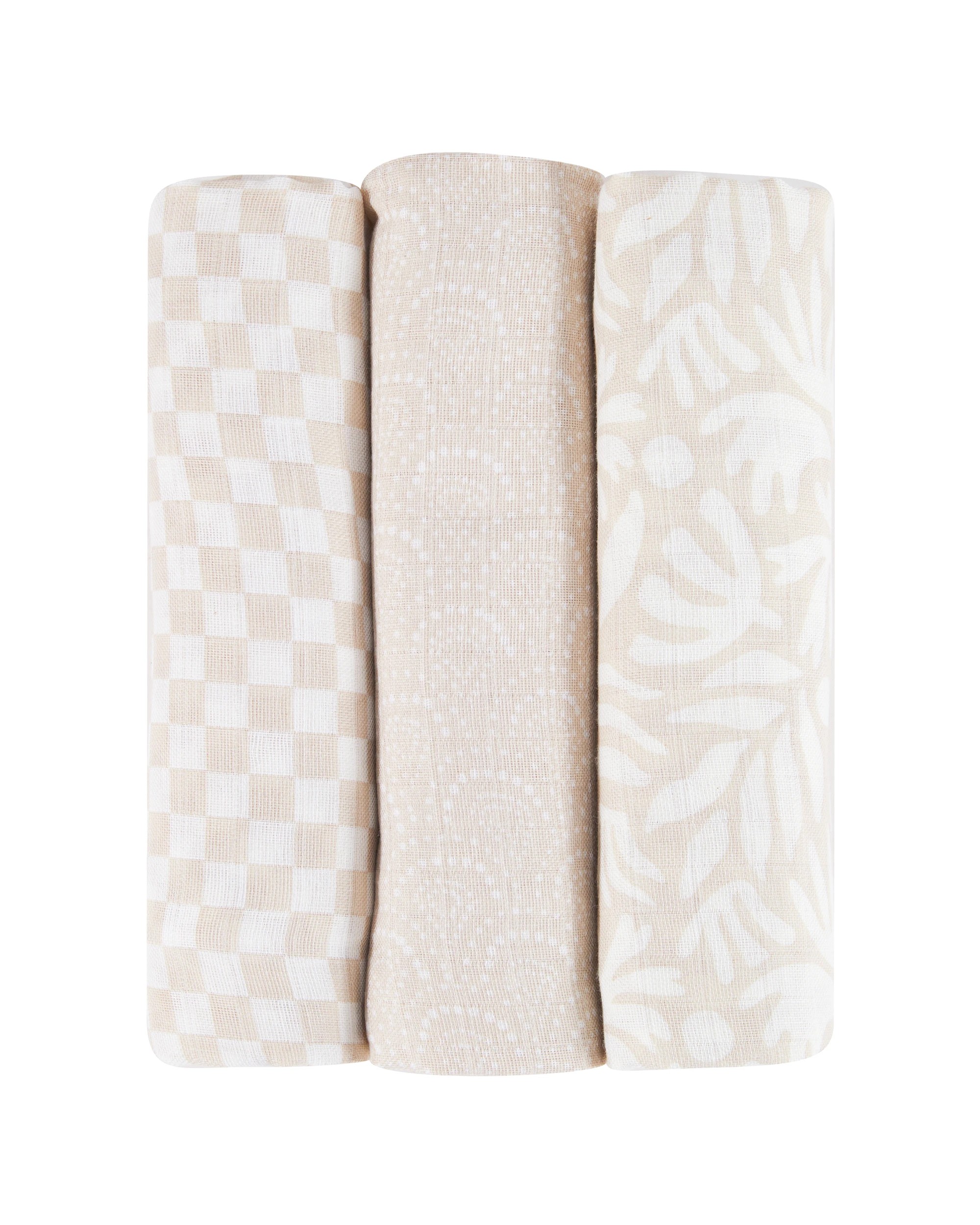 1 3 Pack Organic Cotton Muslin Wraps - Boho, 1 of 7