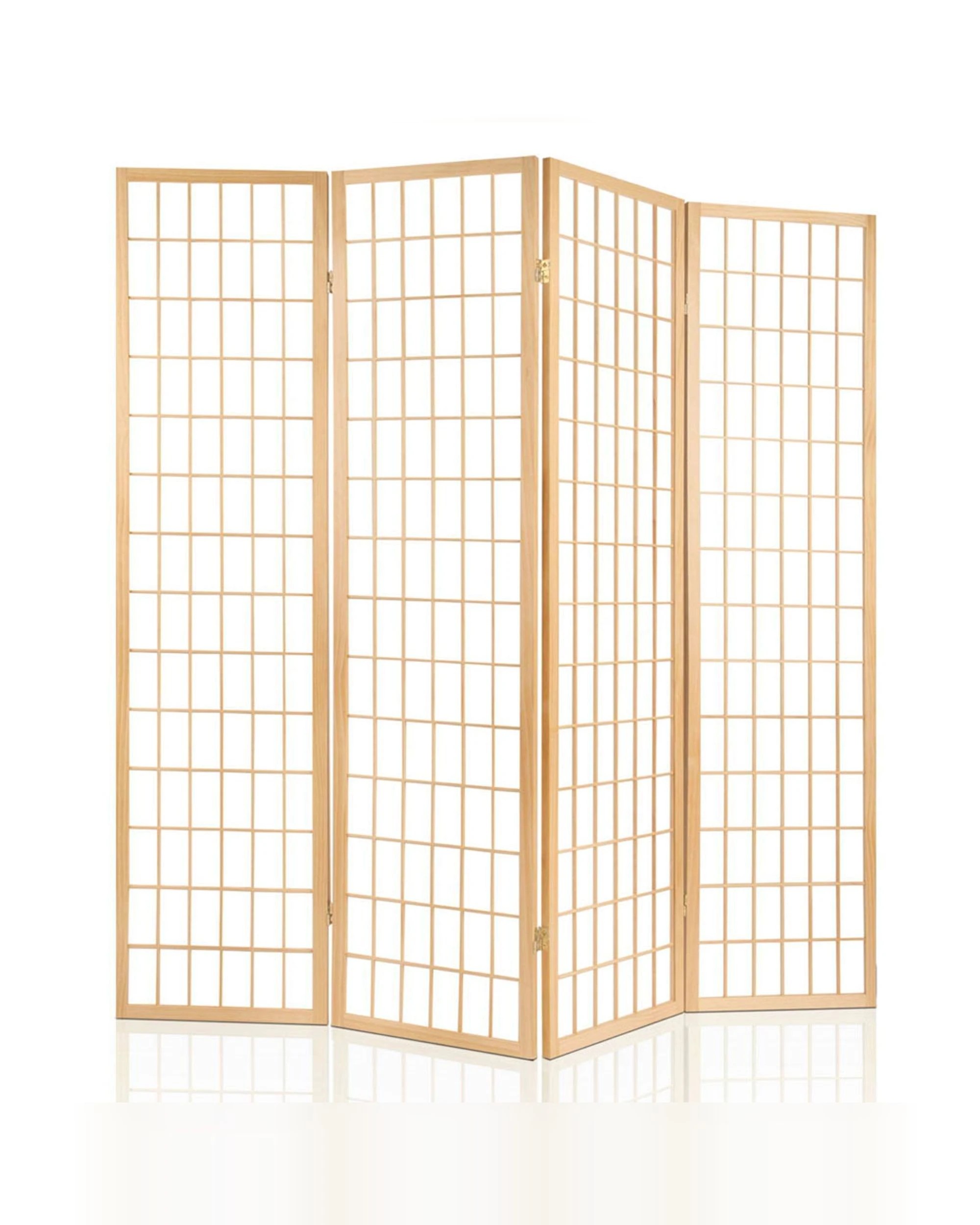 3 Artiss 4 Panel Room Divider Screen 174x179cm Solid Pine Wood Folding Privacy Lightweight Oriental Style - brown, 3 of 8