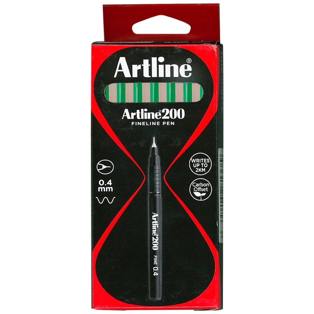 1 Artline 200 Fineliner Green 12 Pack, 1 of 1