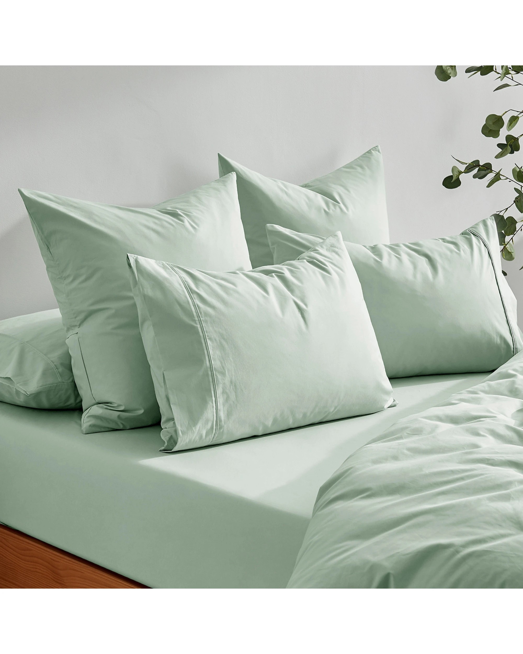 7 Dreamaker 300TC Cotton Percale King Pillowcase Twin Pack - Sage, 7 of 7