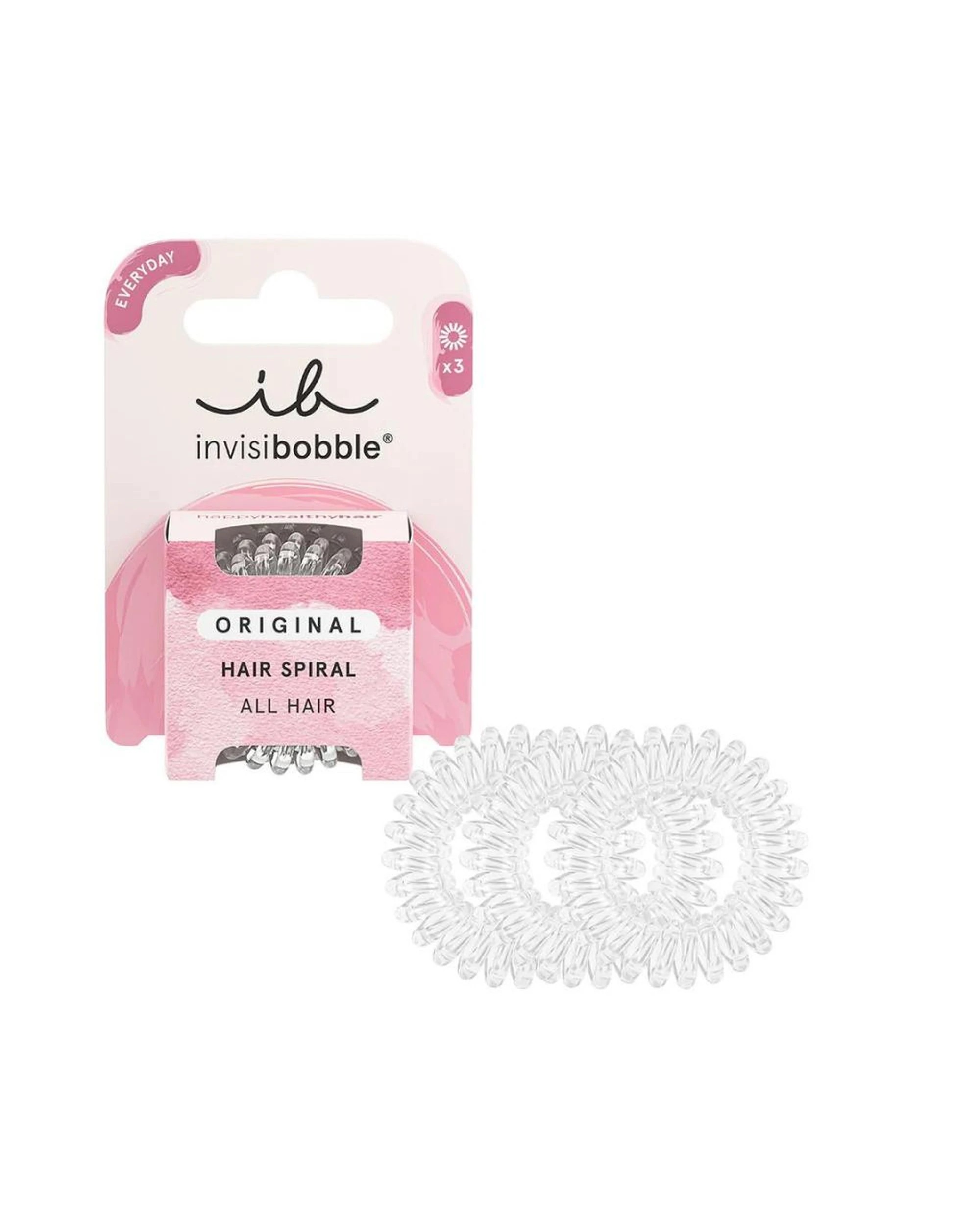 1 Invisibobble Original Spiral Traceless Hair Ties 3Pk - Crystal Clear - Clear, 1 of 2