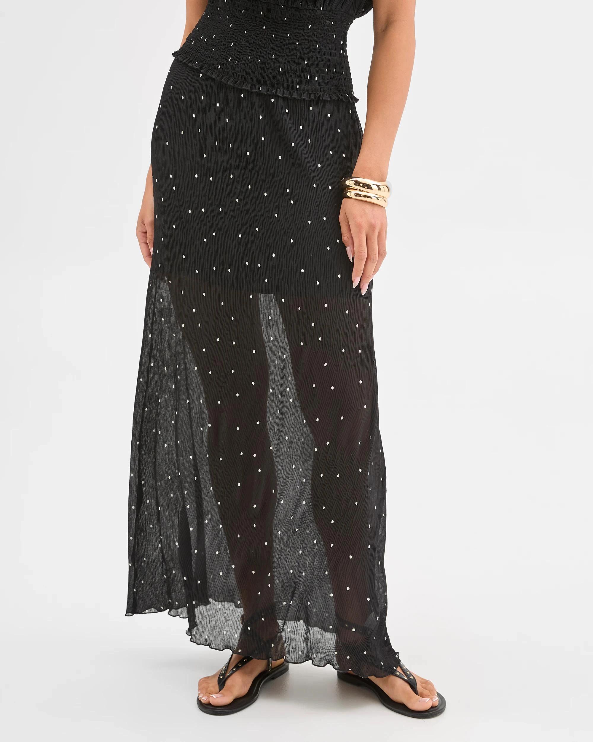 3 Lily Loves Polka Dot Midi Skirt BLACK, 3 of 5