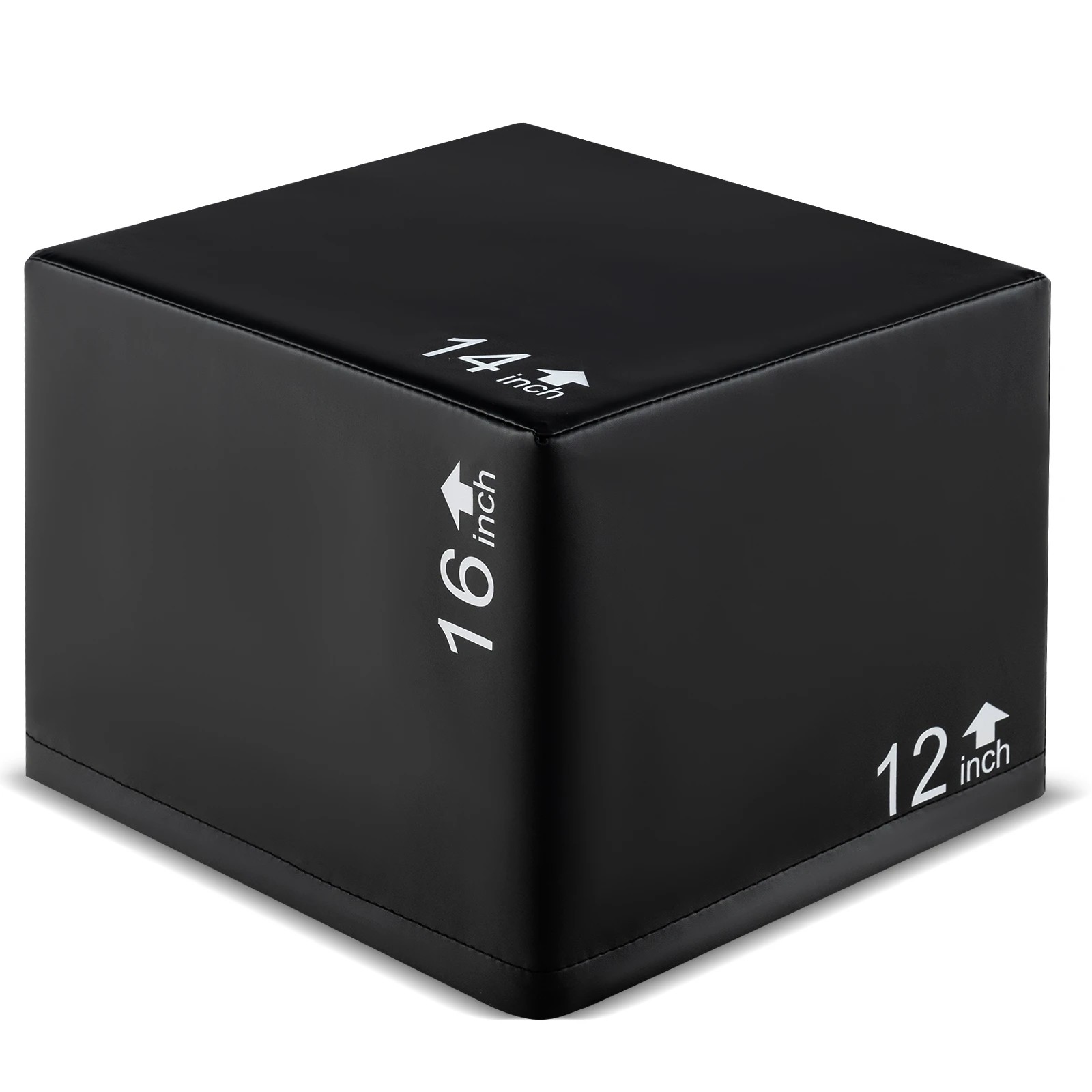 1 Costway 3-in-1 Foam Plyo Jump Box Jumping Training Box w/3 Heights & PU Cover - Black, 1 of 1