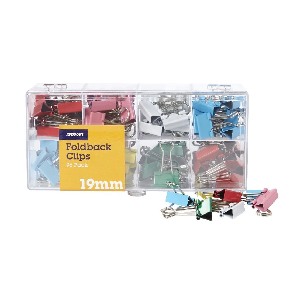 3 J.Burrows 19mm Foldback Clips Assorted 96 Pack, 3 of 5