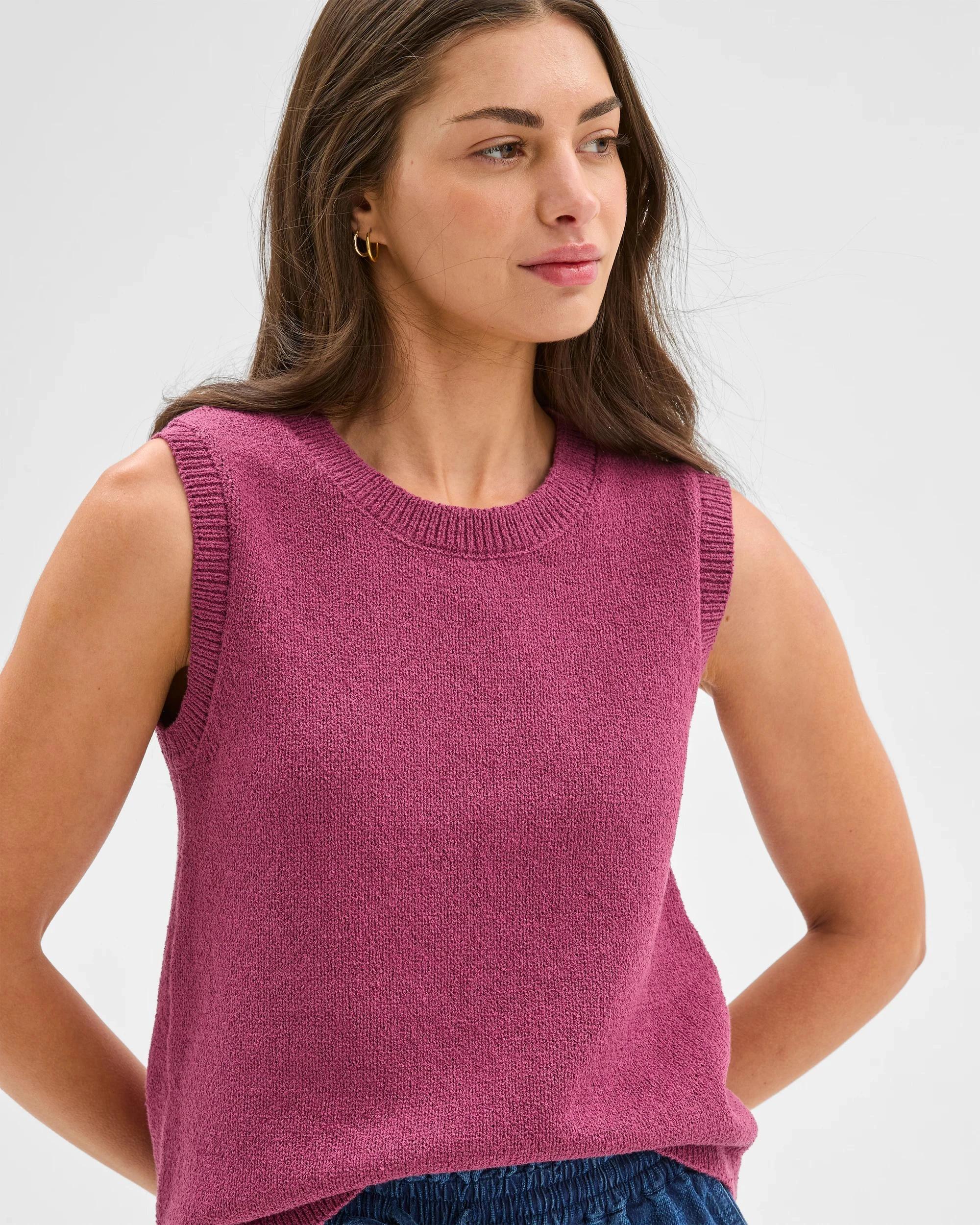 3 Target Petites Australian Cotton Blend Mini Boucle Knit Tank Top DAMSON, 3 of 6