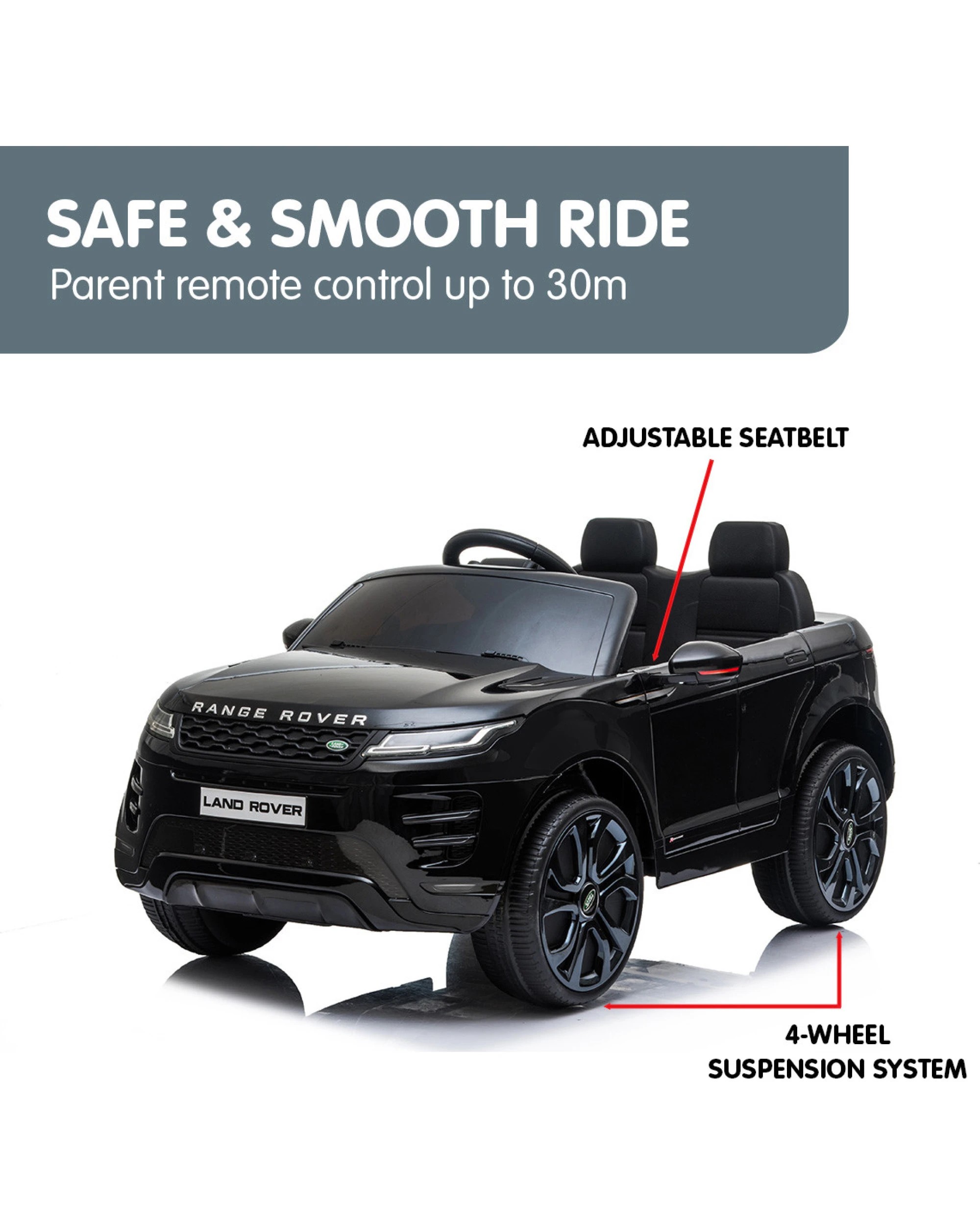 6 Kahuna Land Rover Licensed Kids Electric Ride On Car Remote Control - Black, 6 of 10