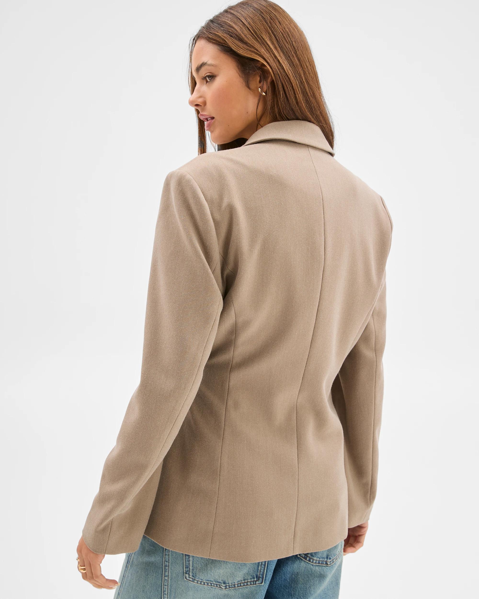6 Lily Loves Wrap Tie Detail Blazer COCOA MARLE, 6 of 6