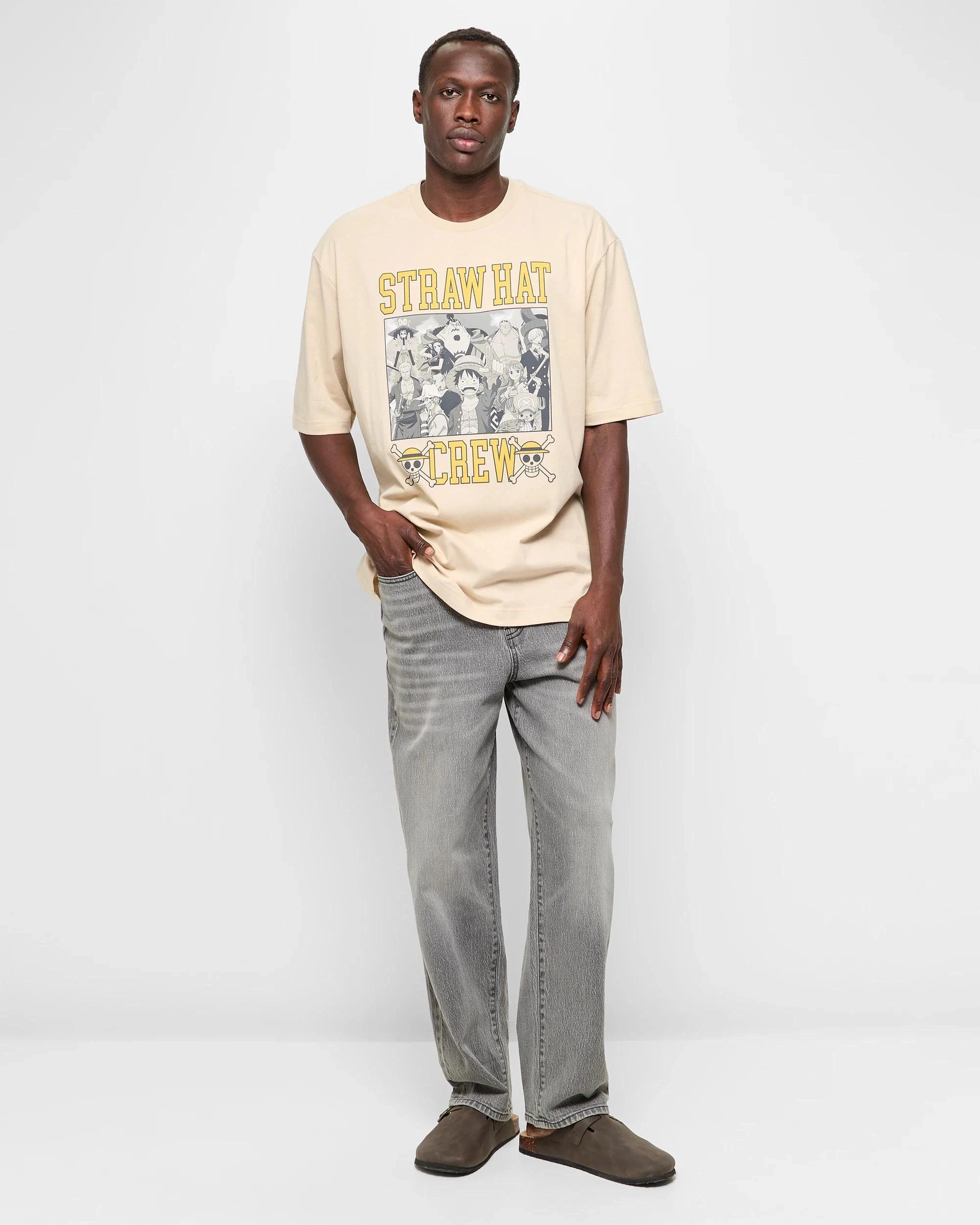 2 Licensed One Piece Straw Hat Print T-Shirt ECRU, 2 of 6