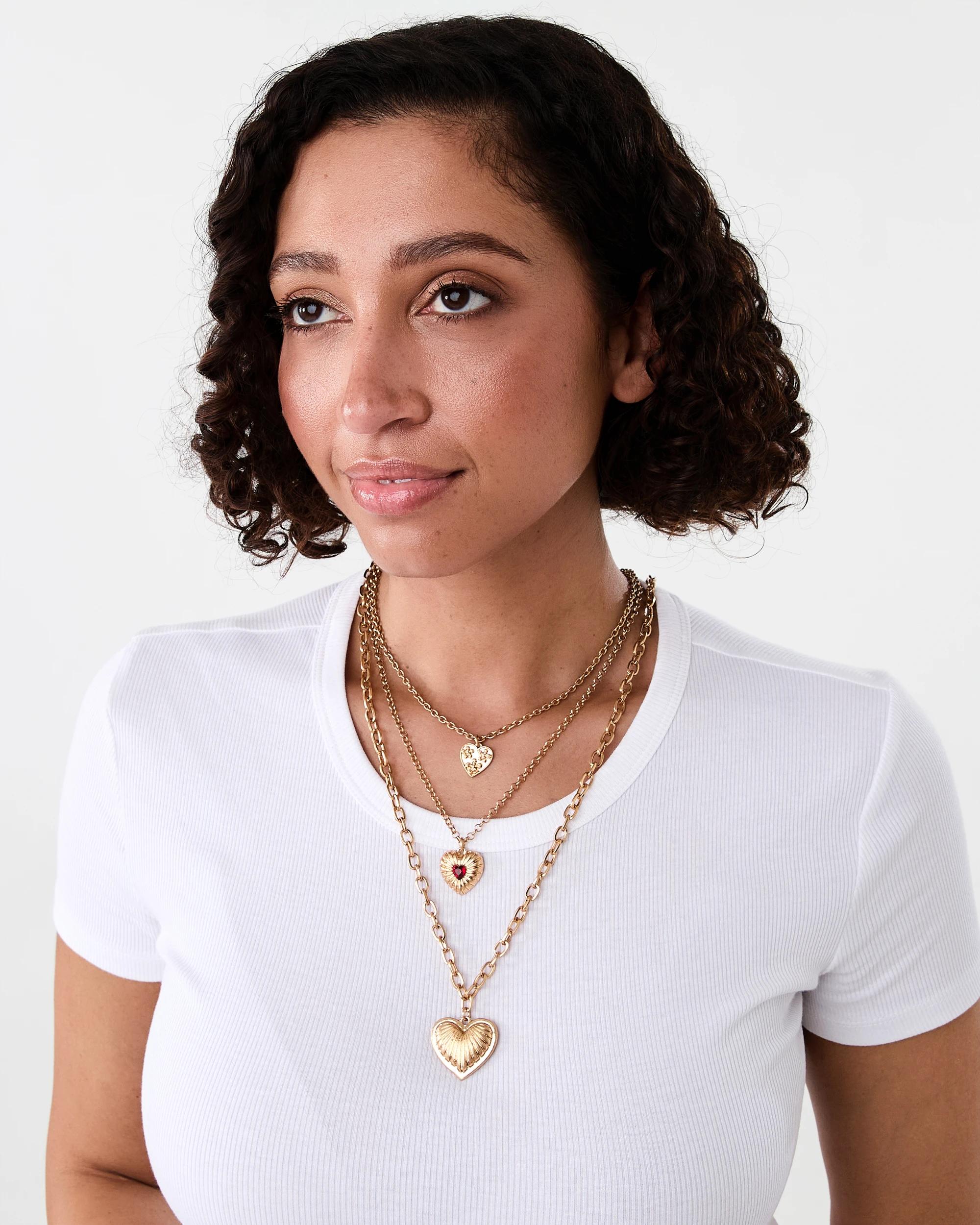 3 3 Pack Heart Layered Necklace - Gold Tone Gold, 3 of 4