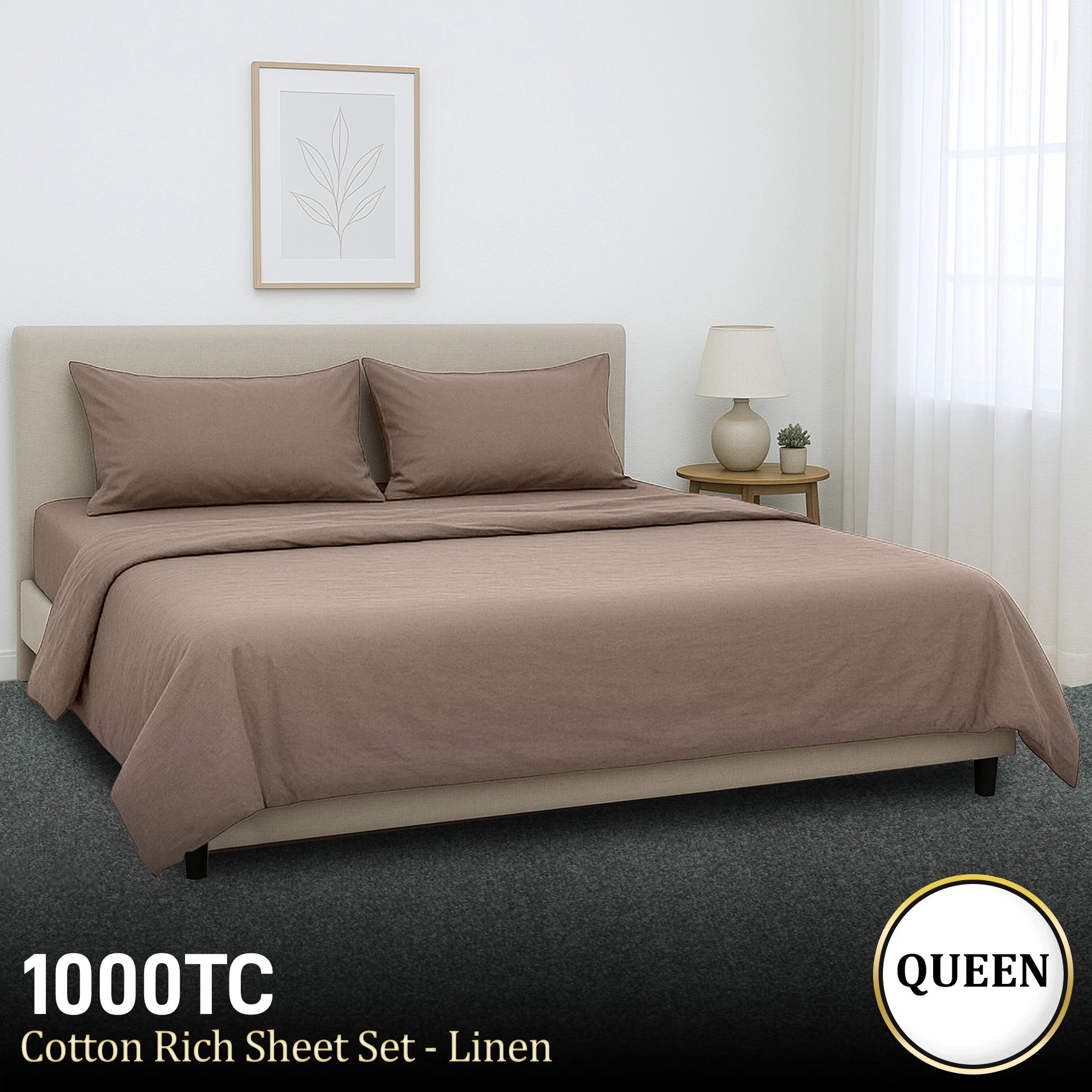 10 Laura Hill Luxury Living 4pc 1000 Thread Count Cotton Rich Sheet Set Gift Pack Linen
 - Queen Bed, 10 of 10