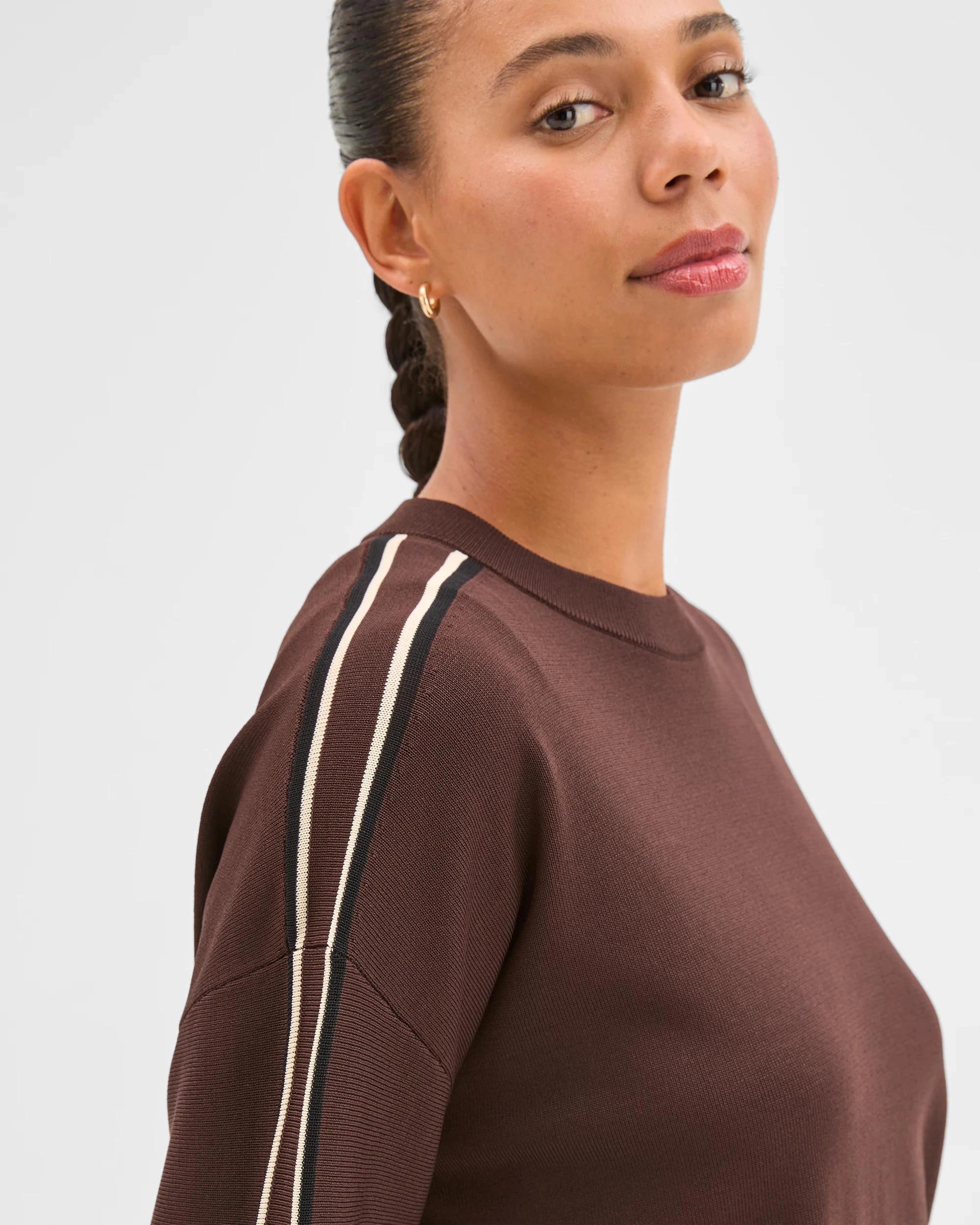 4 Target Active Active Studio Long Sleeve Crew Neck Crepe Top COCOA/BLACK/OATMEAL, 4 of 5