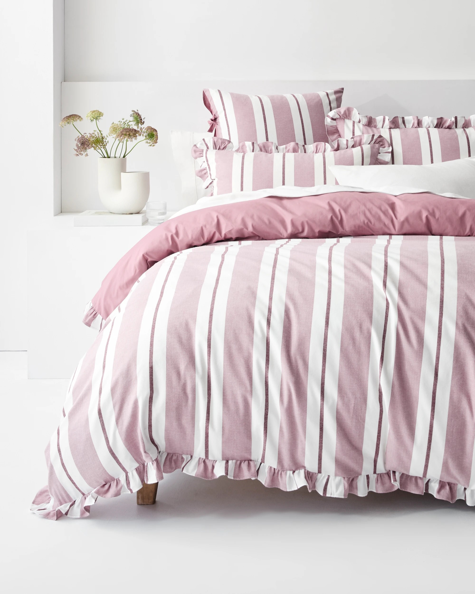 1 Target Peyton Australian Cotton Herringbone Stripe Quilt Cover Set - King Bed - Pink, 1 of 8