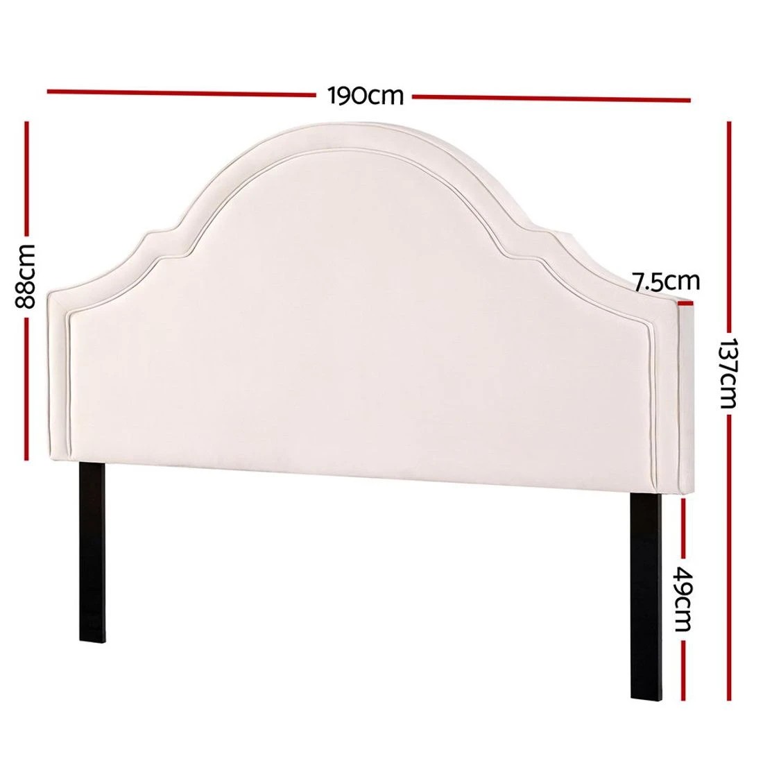 4 Artiss Bed Frame Bed Head Headboard King - White, 4 of 7
