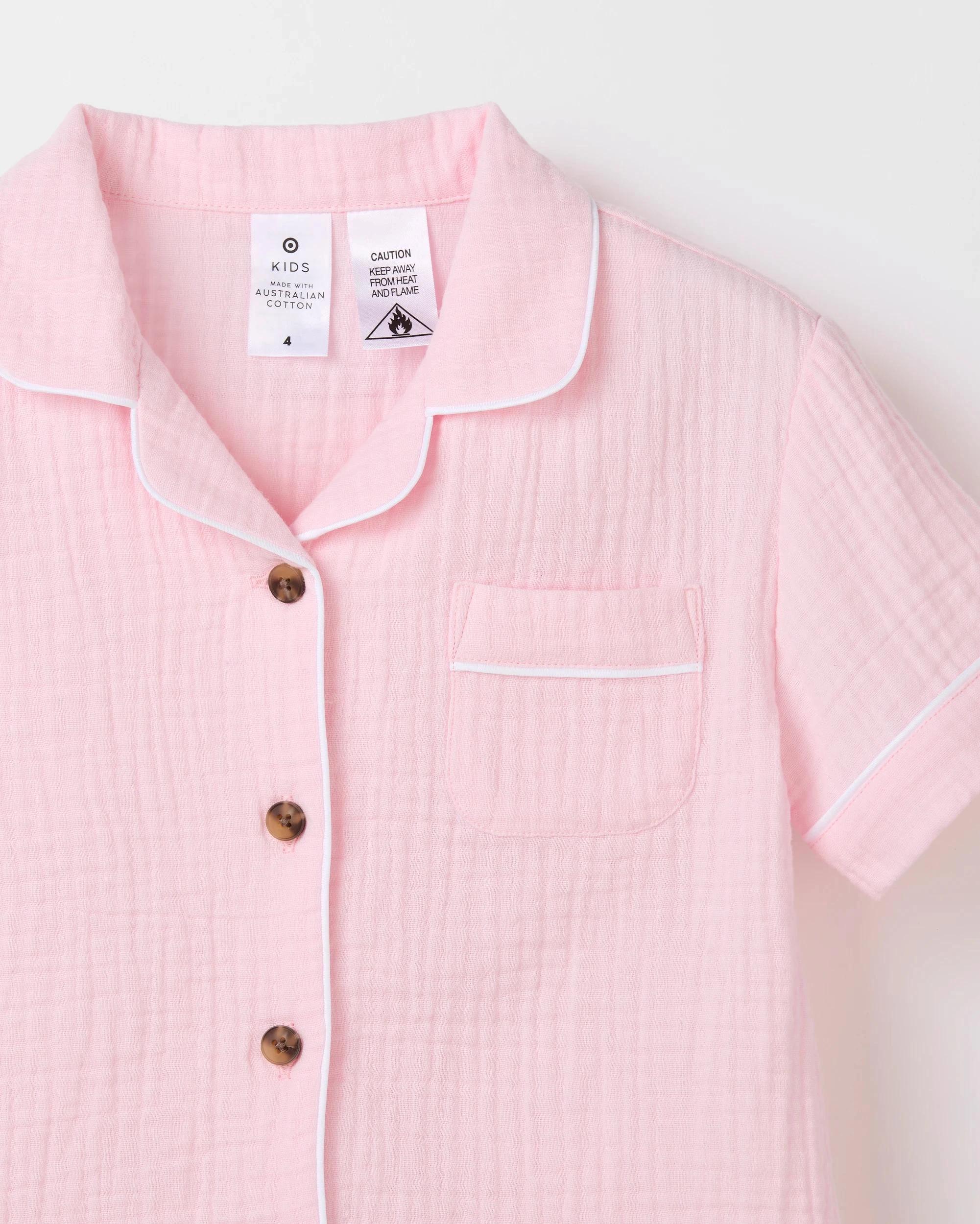 6 Target Kids Australian Cotton Younger Girls Double Cloth Pyjama Set LT PINK, 6 of 8