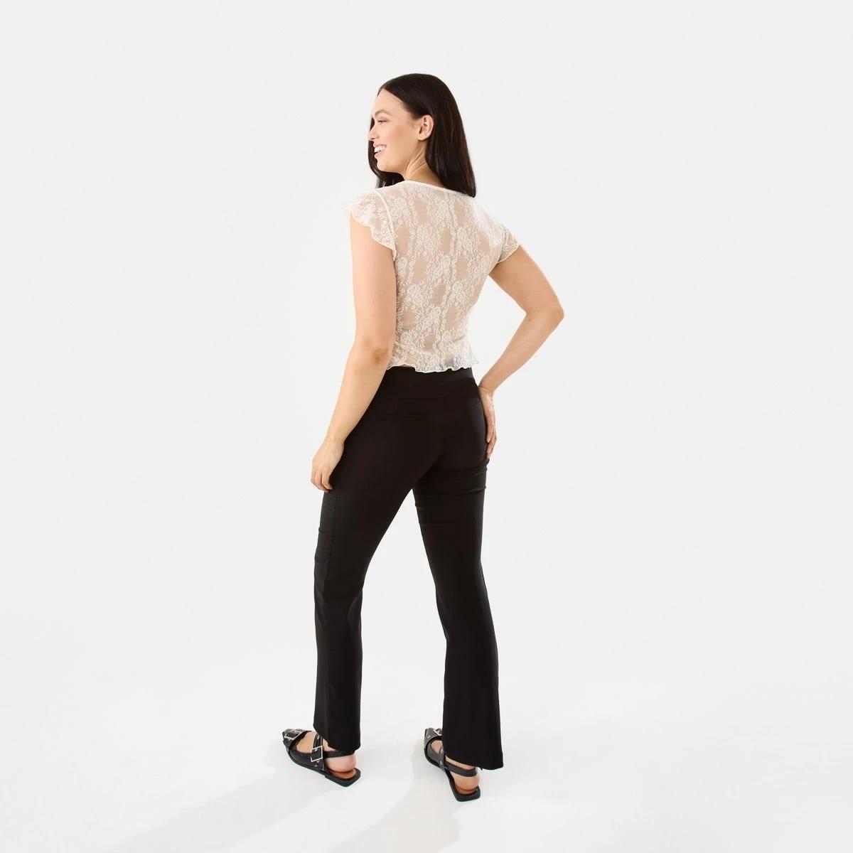 6 Low Rise Flare Pants Black, 6 of 7