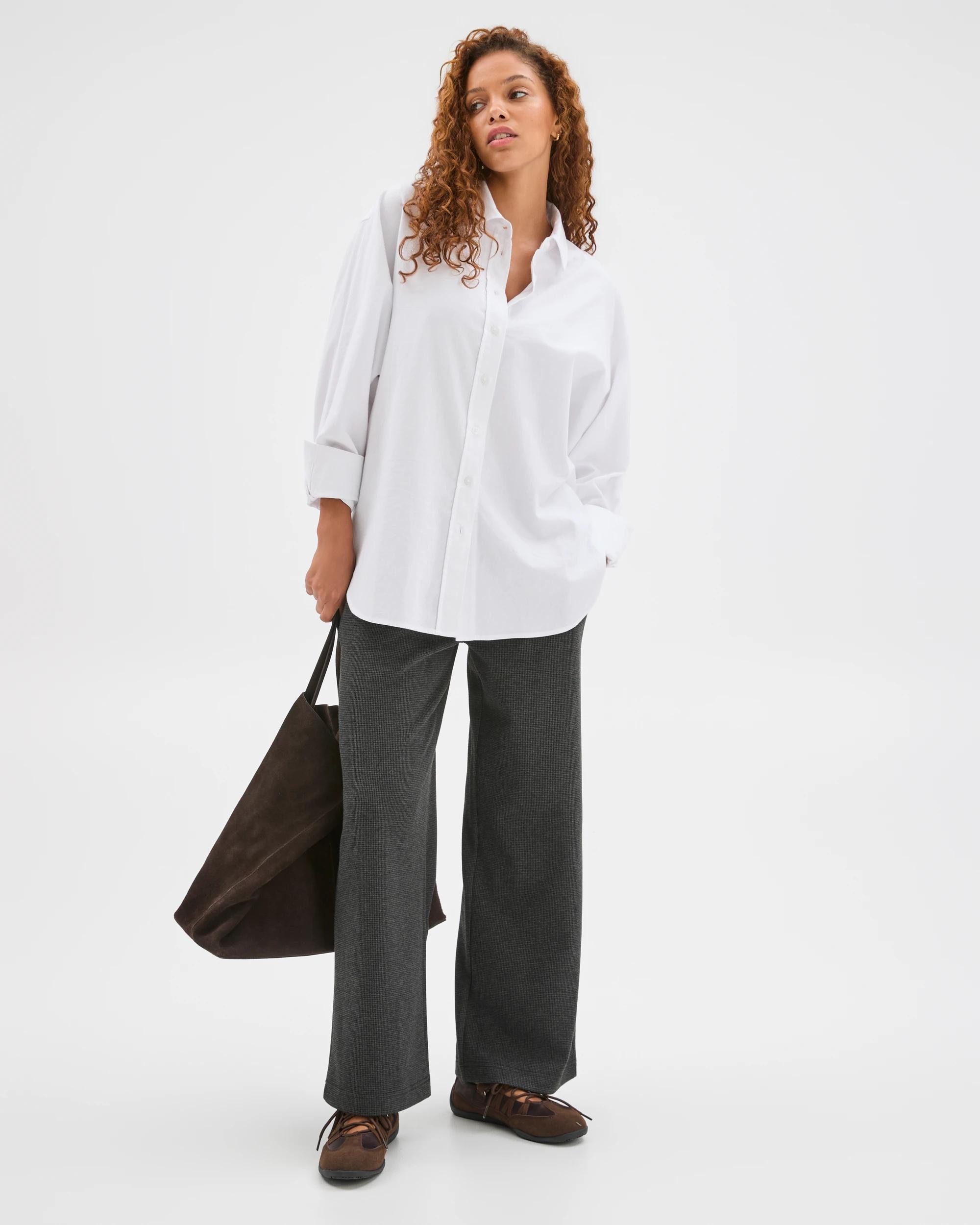 1 Target Woman Wide Leg Check Jogger Pants CHARCOAL, 1 of 6