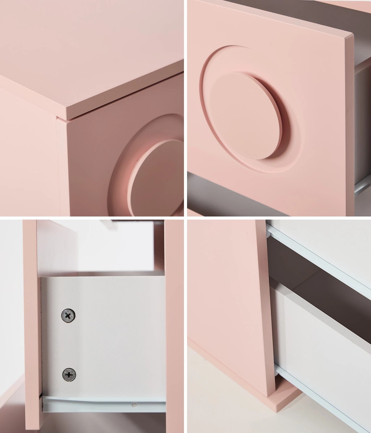 4 Oikiture 3 Chest of Drawers Spacious Cabinet Bedroom Dresser Nightstand - Pink, 4 of 9