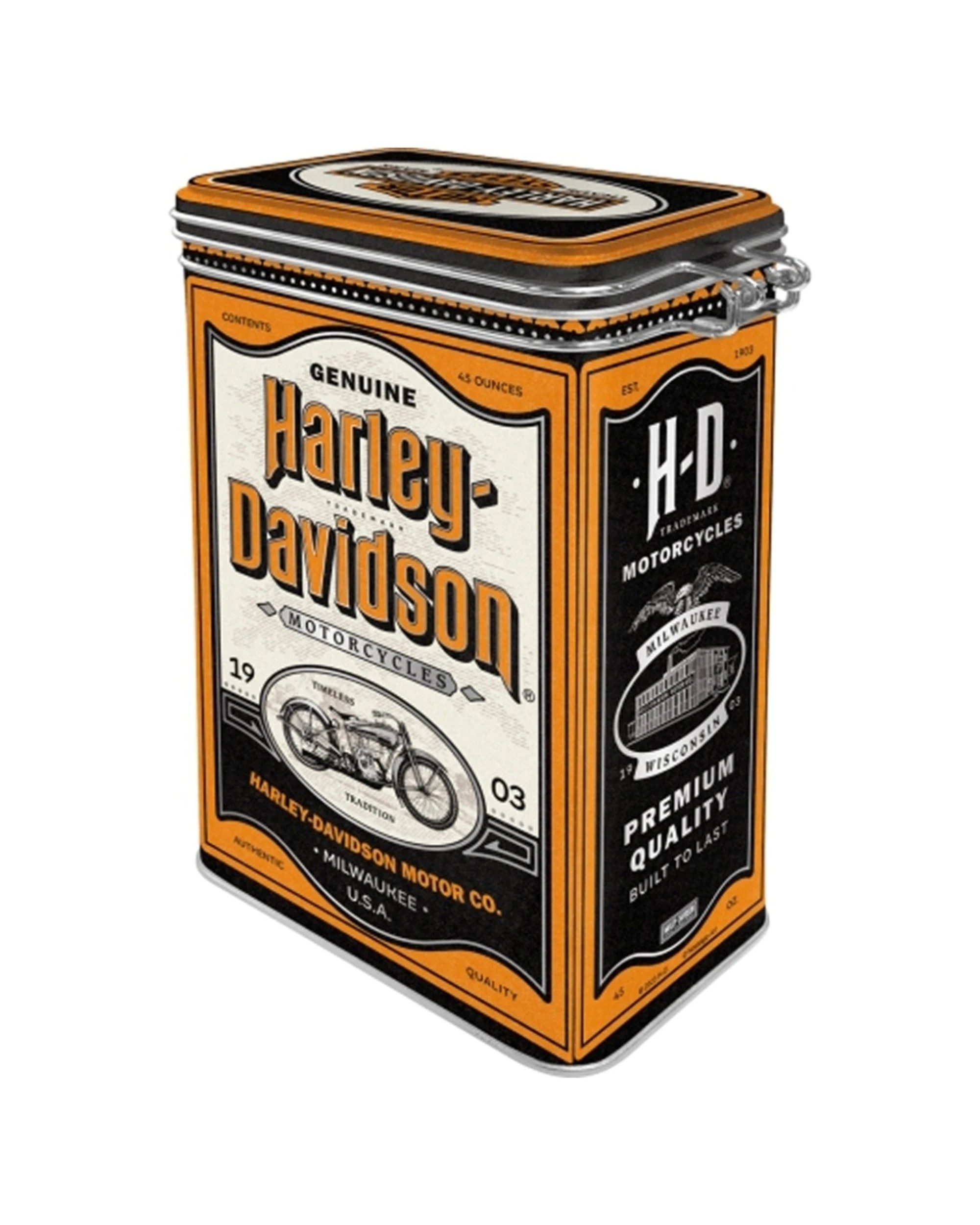 1 Nostalgic-Art Clip Top Storage Tin Box - Harley Davidson Milwaukee - Multi, 1 of 1