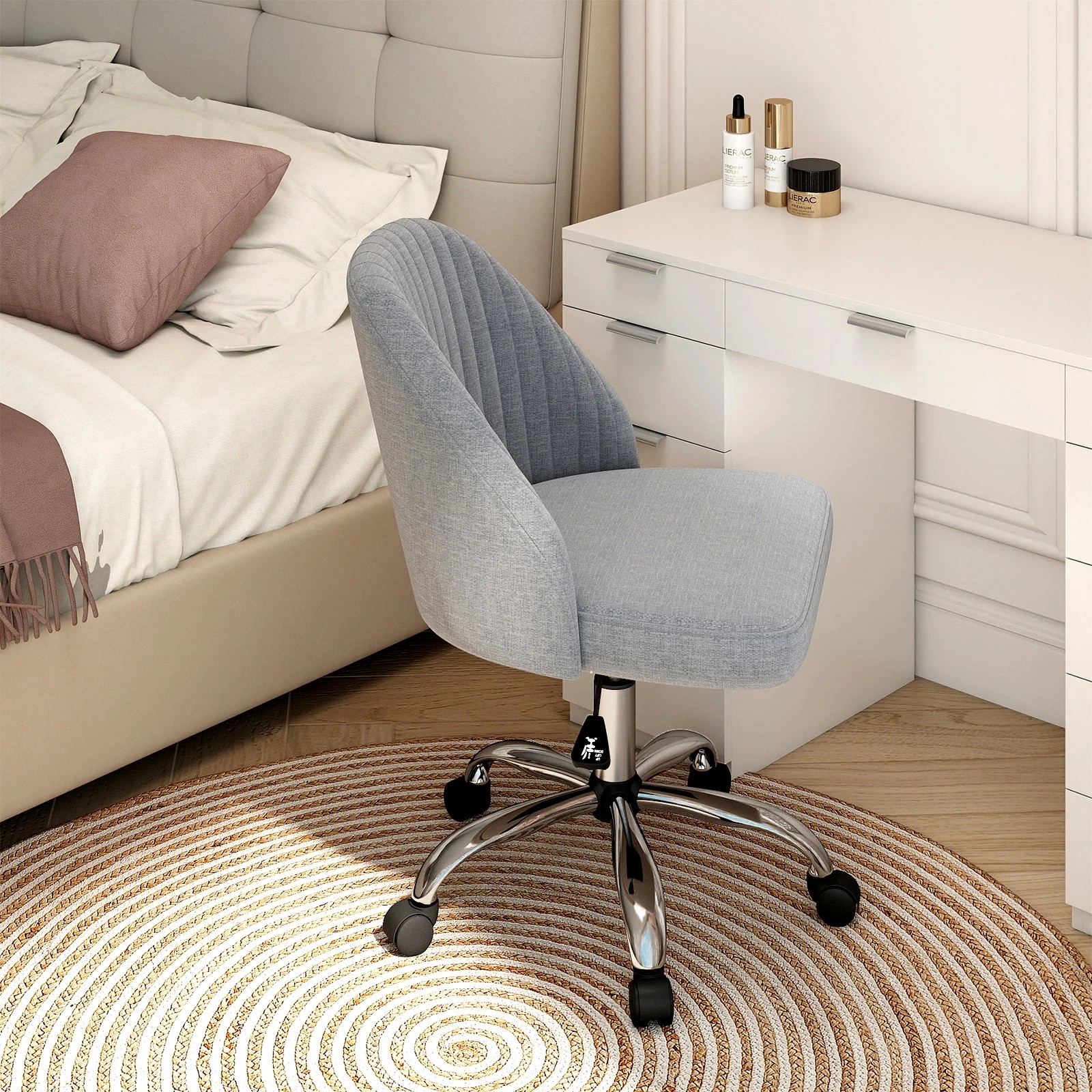 2 Costway Modern Armless Desk Chair Mobile Office Chair Swivel Vanity Chair w/Padded Backrest Seat, 2 of 2