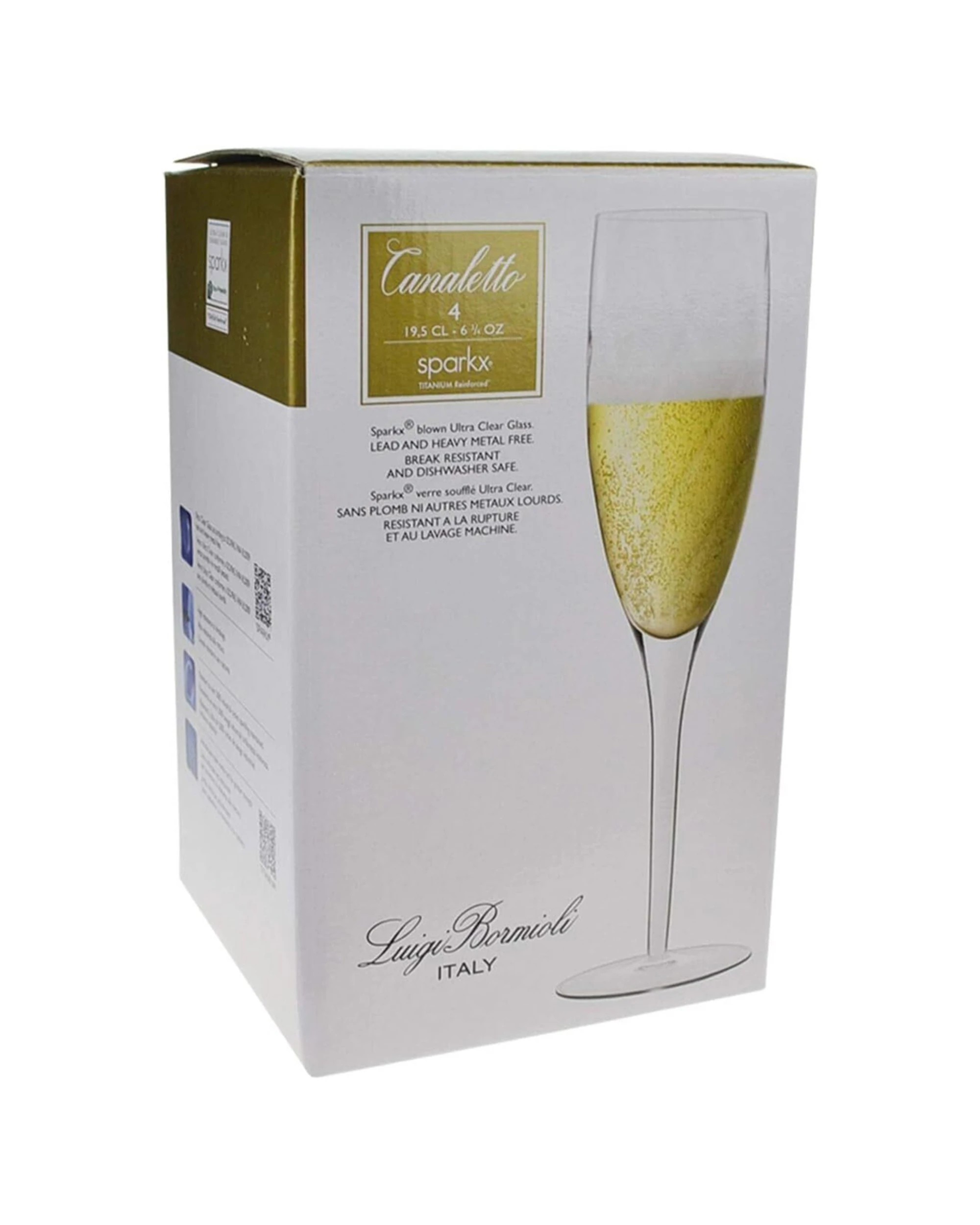 2 Luigi Bormioli 4pc Canaletto Champagne Flute Glasses Set 195ml - Clear, 2 of 2