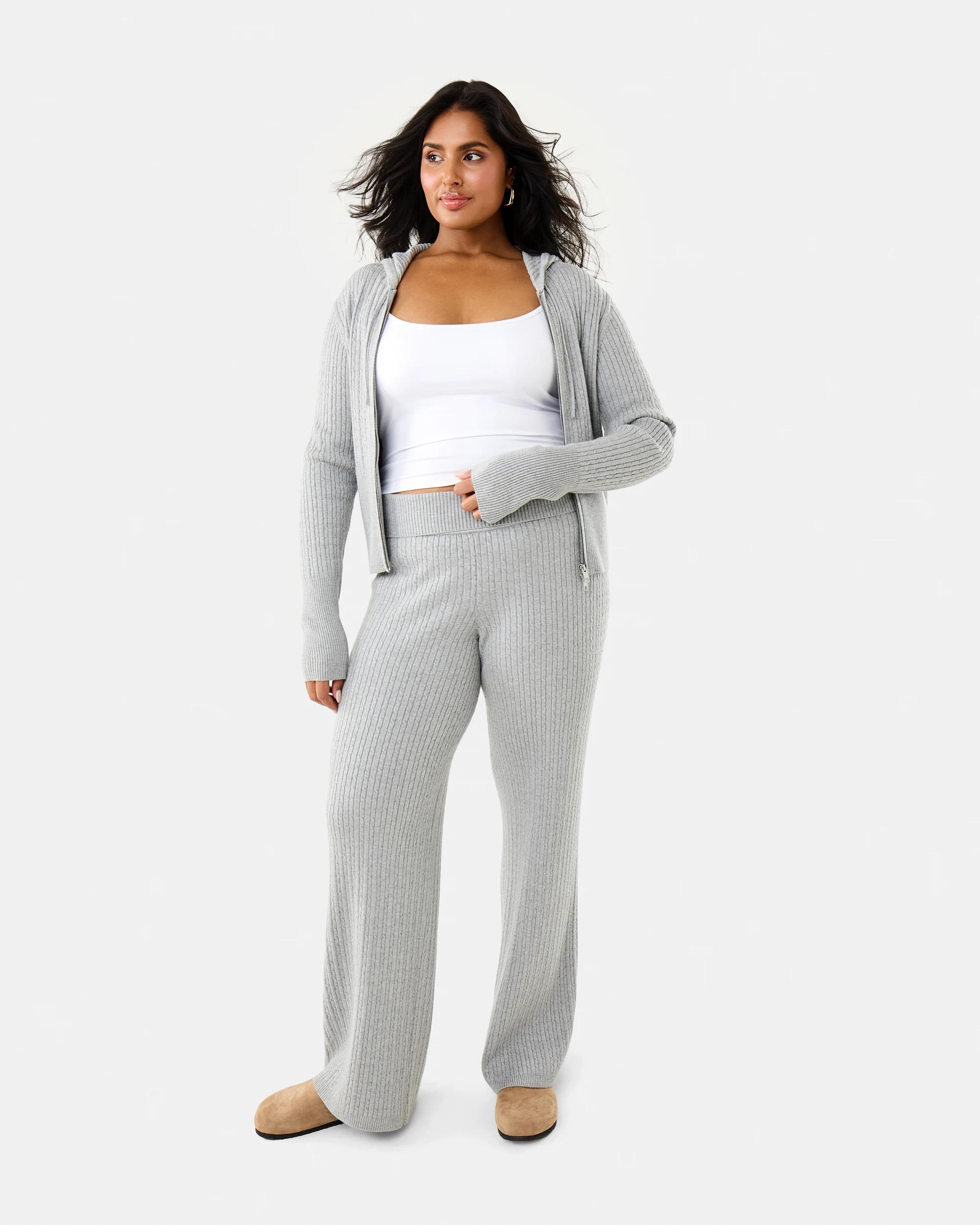 4 True Knit Cable Fold Over Pants Grey Marle, 4 of 8