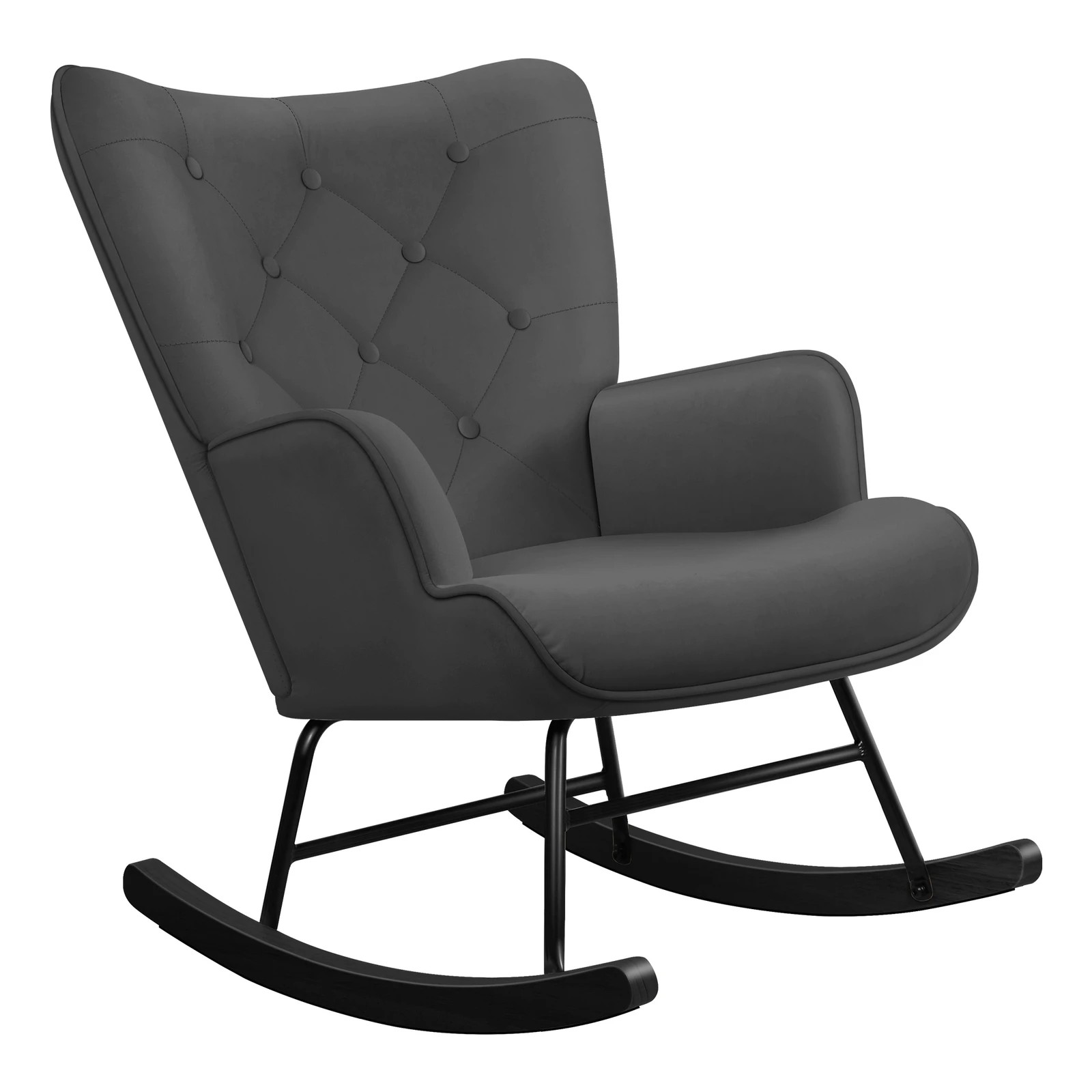 1 Alfordson Armchair Rocking Chair Accent Feeding Chair Lounge Sofa Couch - Grey, 1 of 10