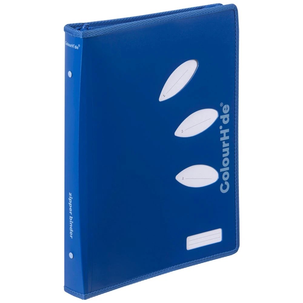 1 ColourHide Zipper Binder A4 2 D-Ring 25mm Classic Blue, 1 of 1