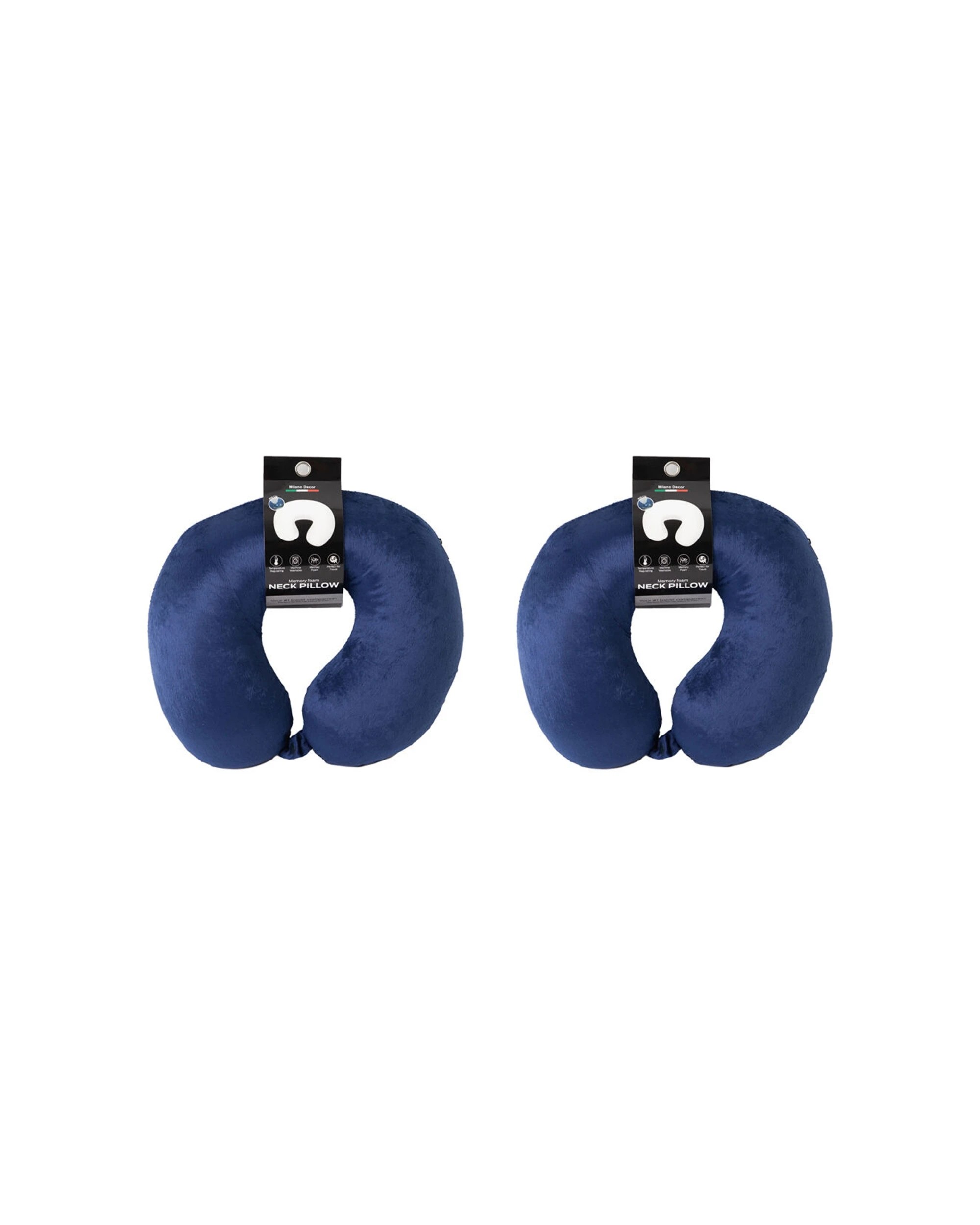 1 Milano 2PK Decor Polyester Memory Foam Travel Neck Support Pillow 30x30cm - Blue, 1 of 6